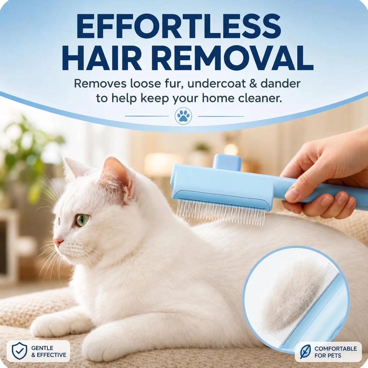 Brosse auto-nettoyante pour chat avec dents métalliques longues et courtes en silicone - Lot de 2 - Élimine les poils morts et sous-poil