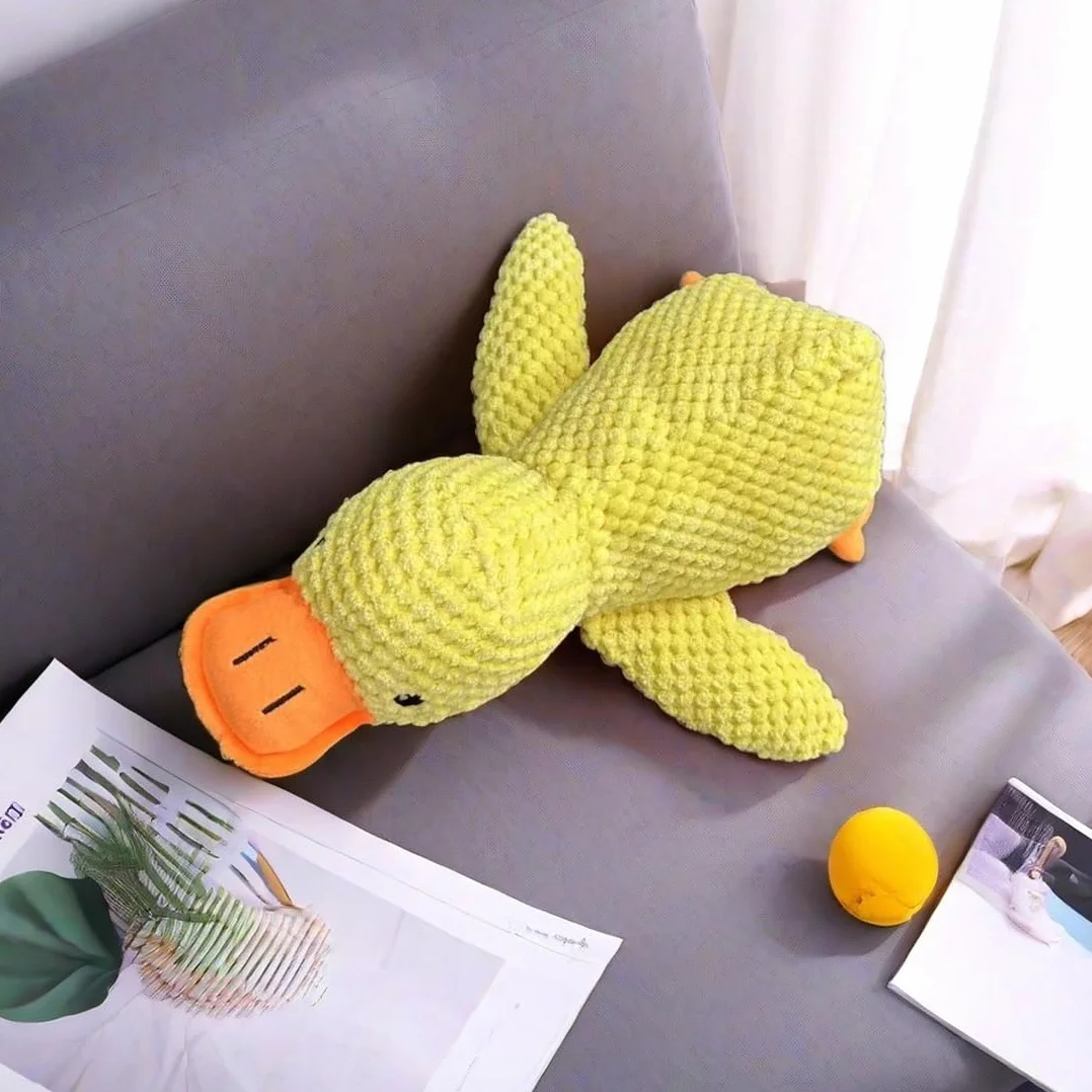 Peluche Anti-Stress Ente pour Chien Indestructible avec Design Sécurisé Jaune