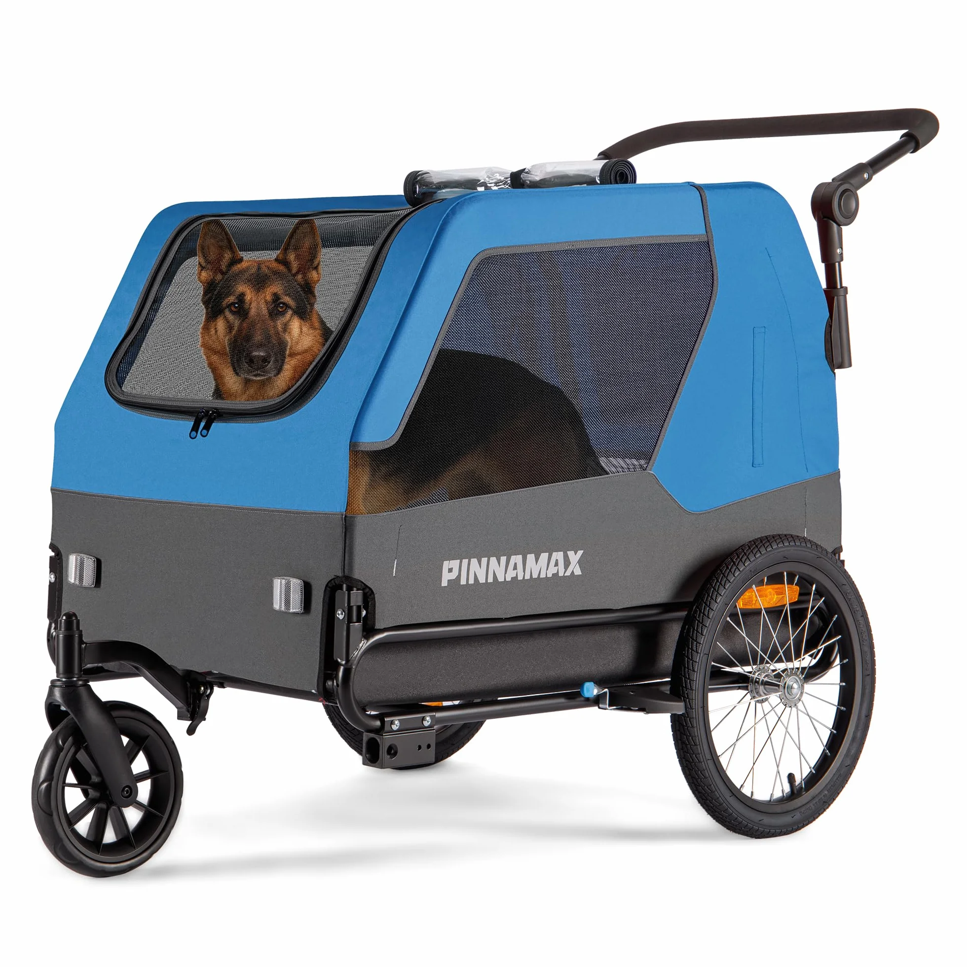 Remorque pour Chien PINNAMAX 2-en-1 45 kg Poussette vélo attelage Universel