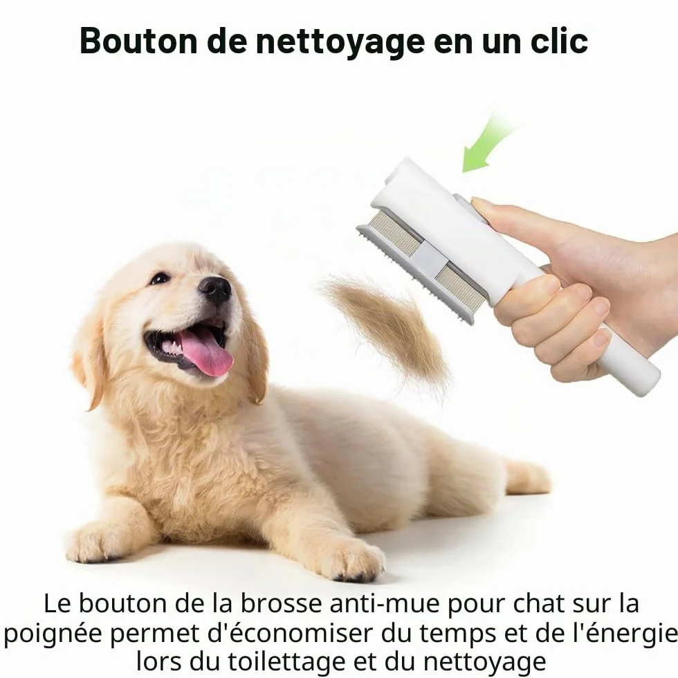 Marchul Peigne à Puces Autonettoyant pour Chat et Chien, Brosse de Toilettage Poil Court et Poil Long, Blanc