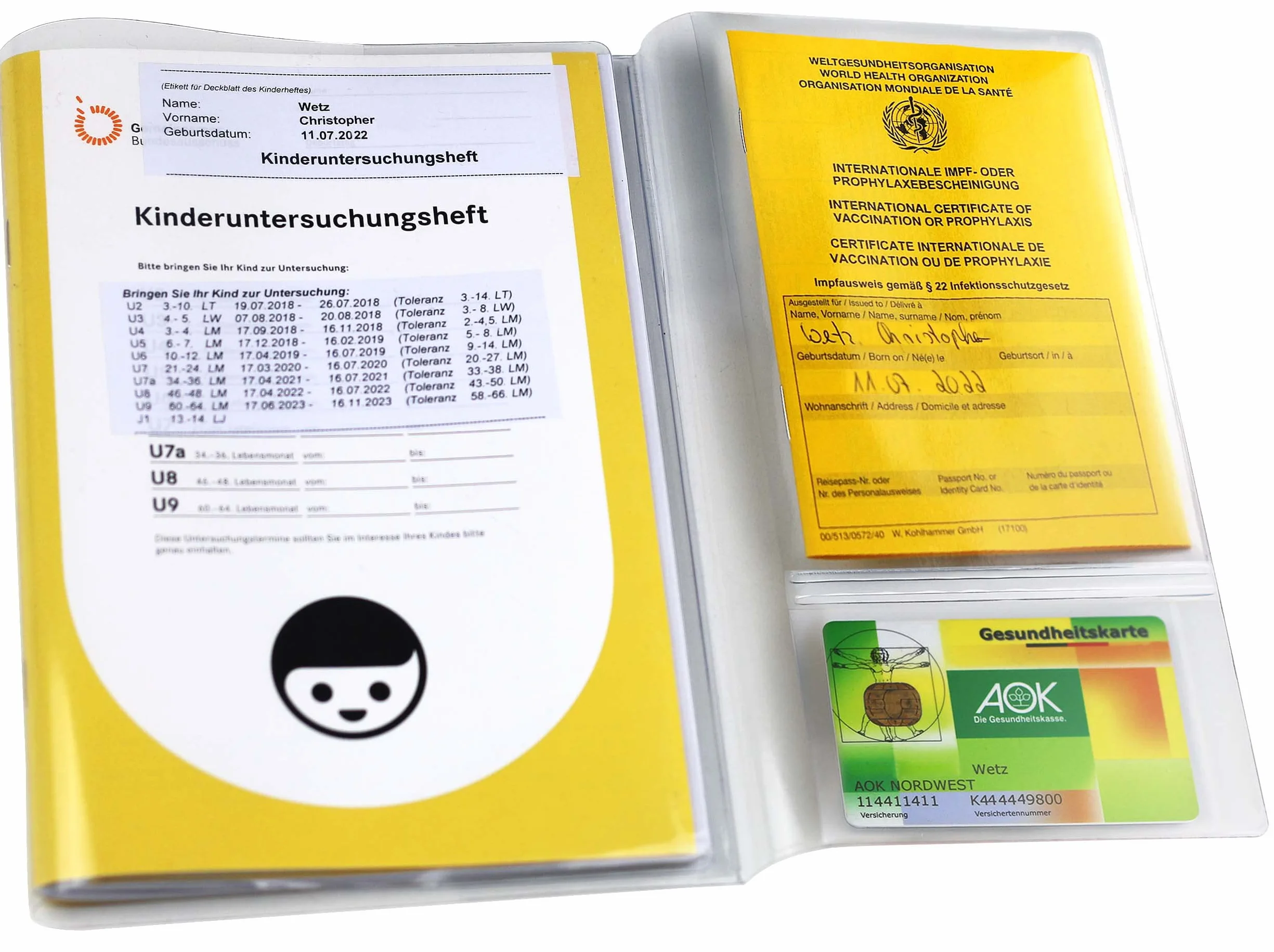 Lot de 3 pochettes transparentes pour carnet d'examen en plastique étui de protection avec compartiment pour passeport de vaccination