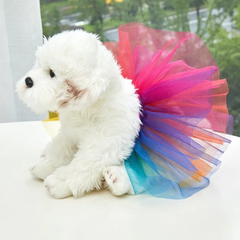 Jupe tutu colorée pour chien robe anniversaire blanc M