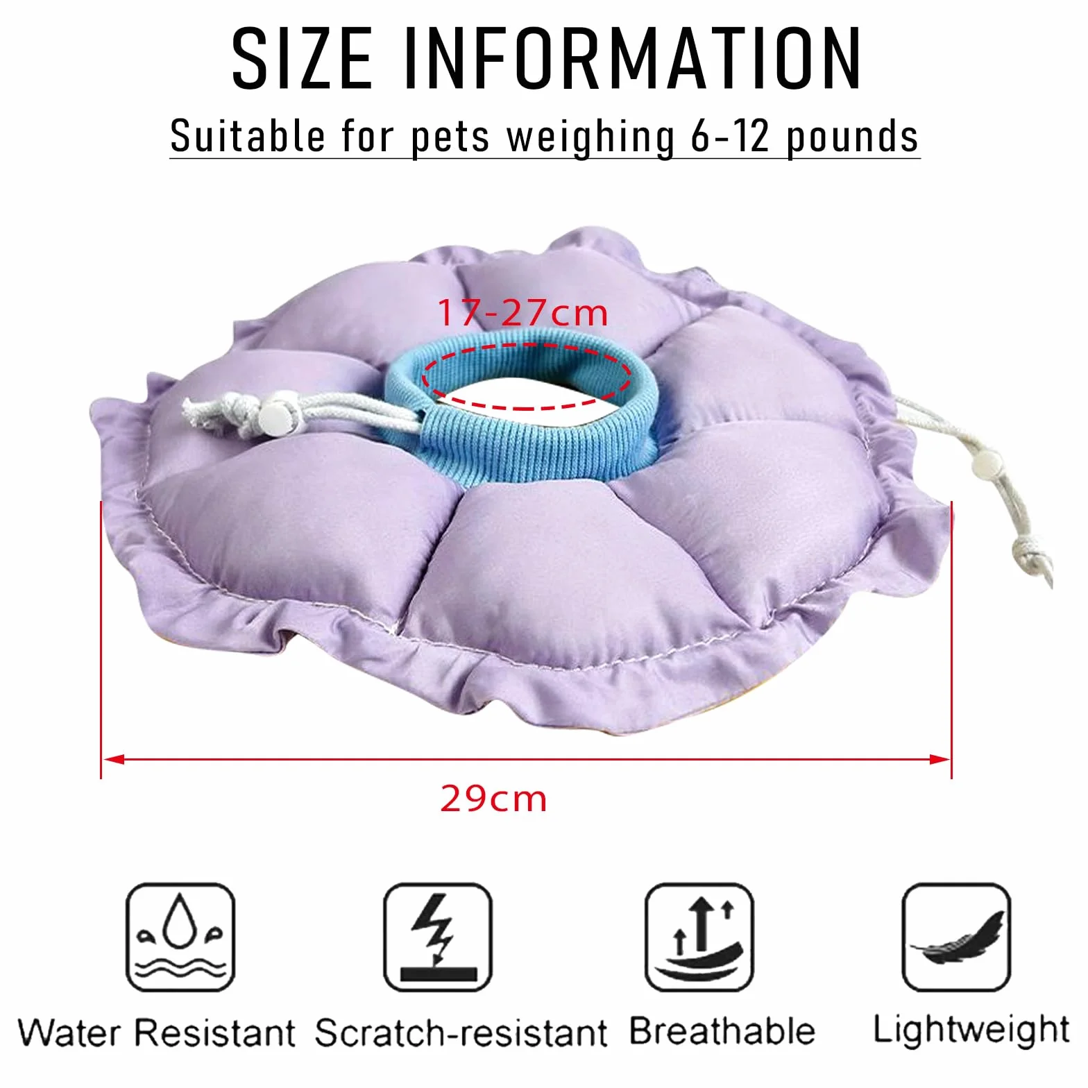 Colerette Chat Anti Léchage, Collier de Récupération Adjustable Imperméable pour Chat