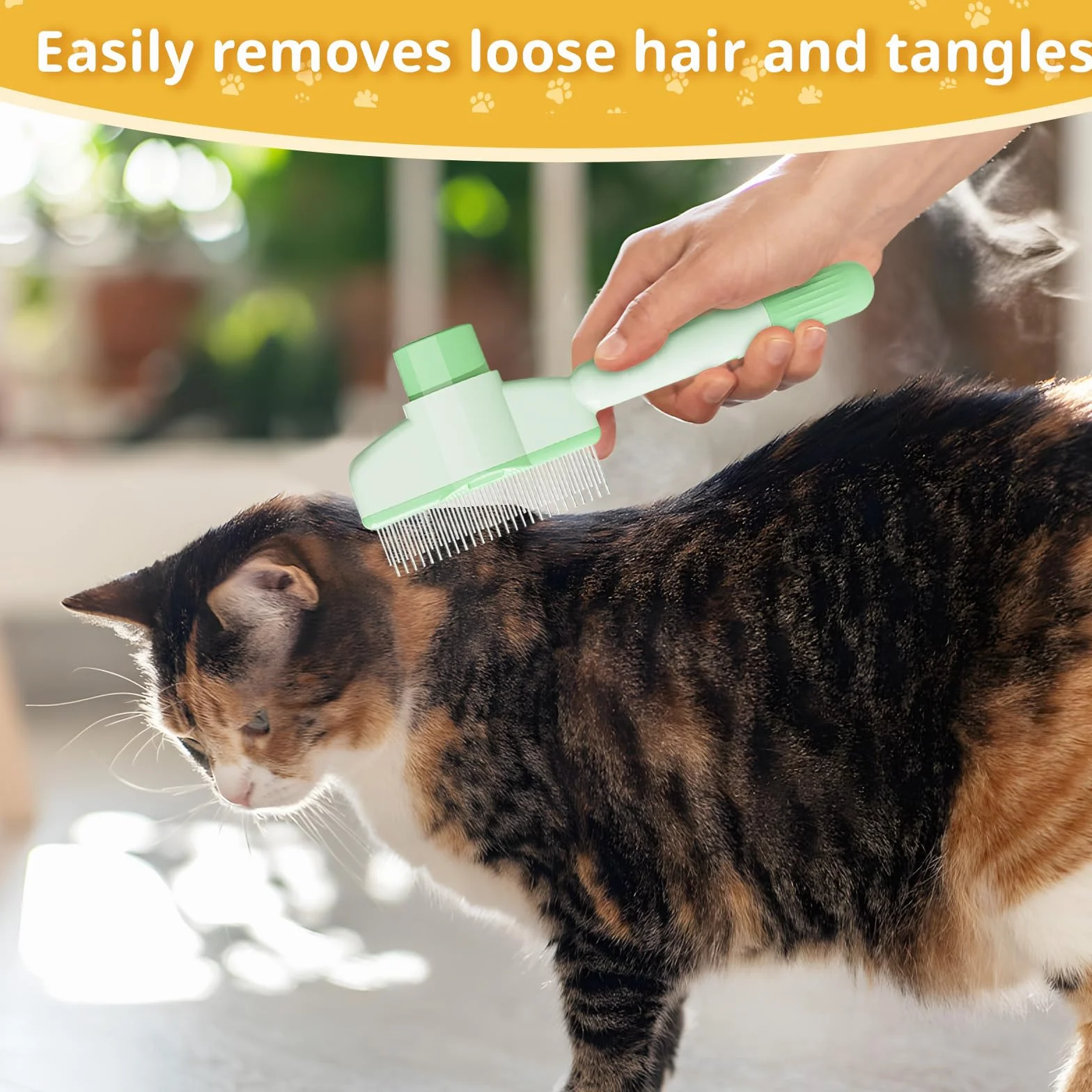 SI SEN Brosse pour Chat 2 Pièces avec Bouton de Déverrouillage pour Poil Long et Court, Peigne Chat Chien