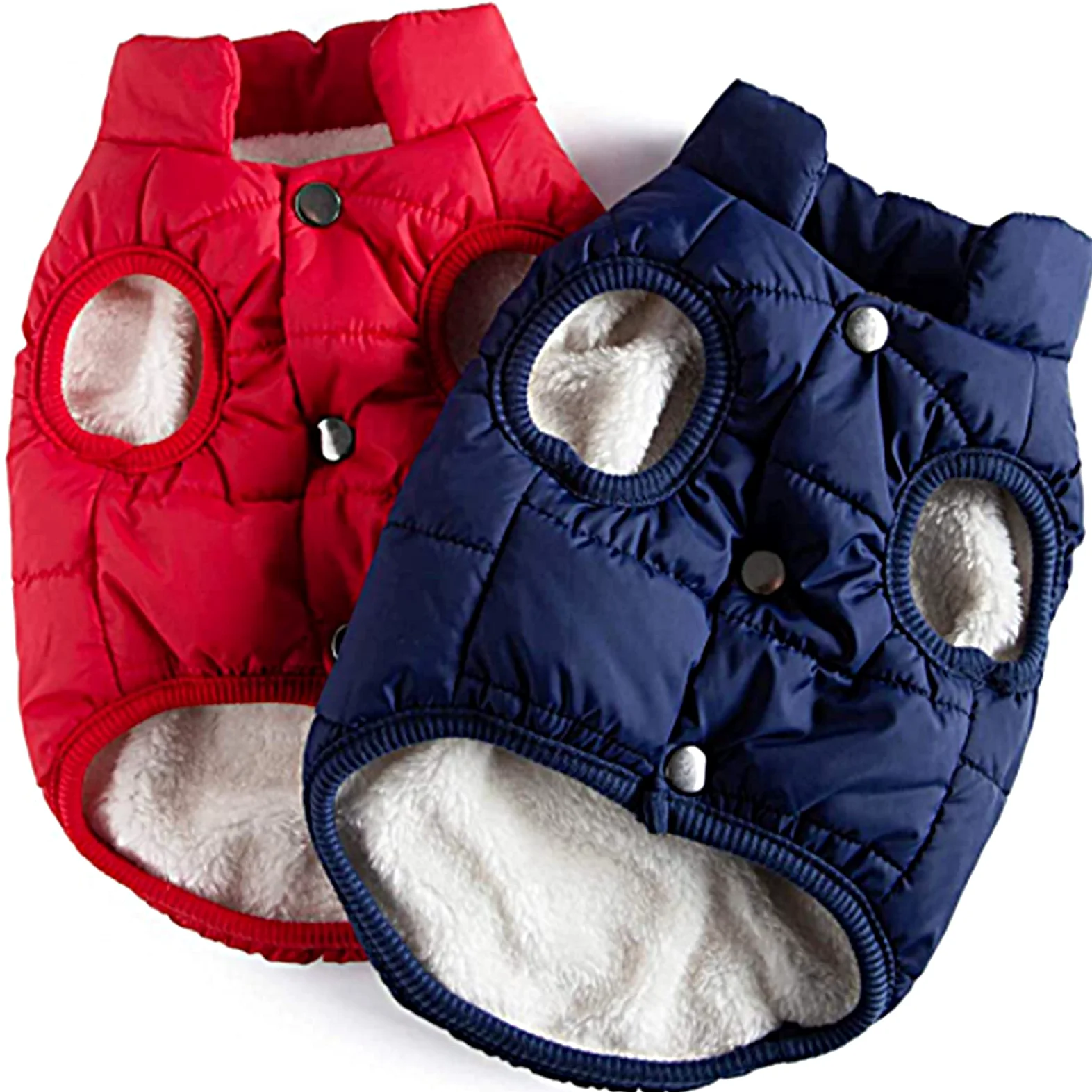 2 Vestes de Chien d'hiver Veste de Chien Chaude Doublée en Polaire de 2 Couches Manteau Doux Coupe-Vent par Temps Froid
