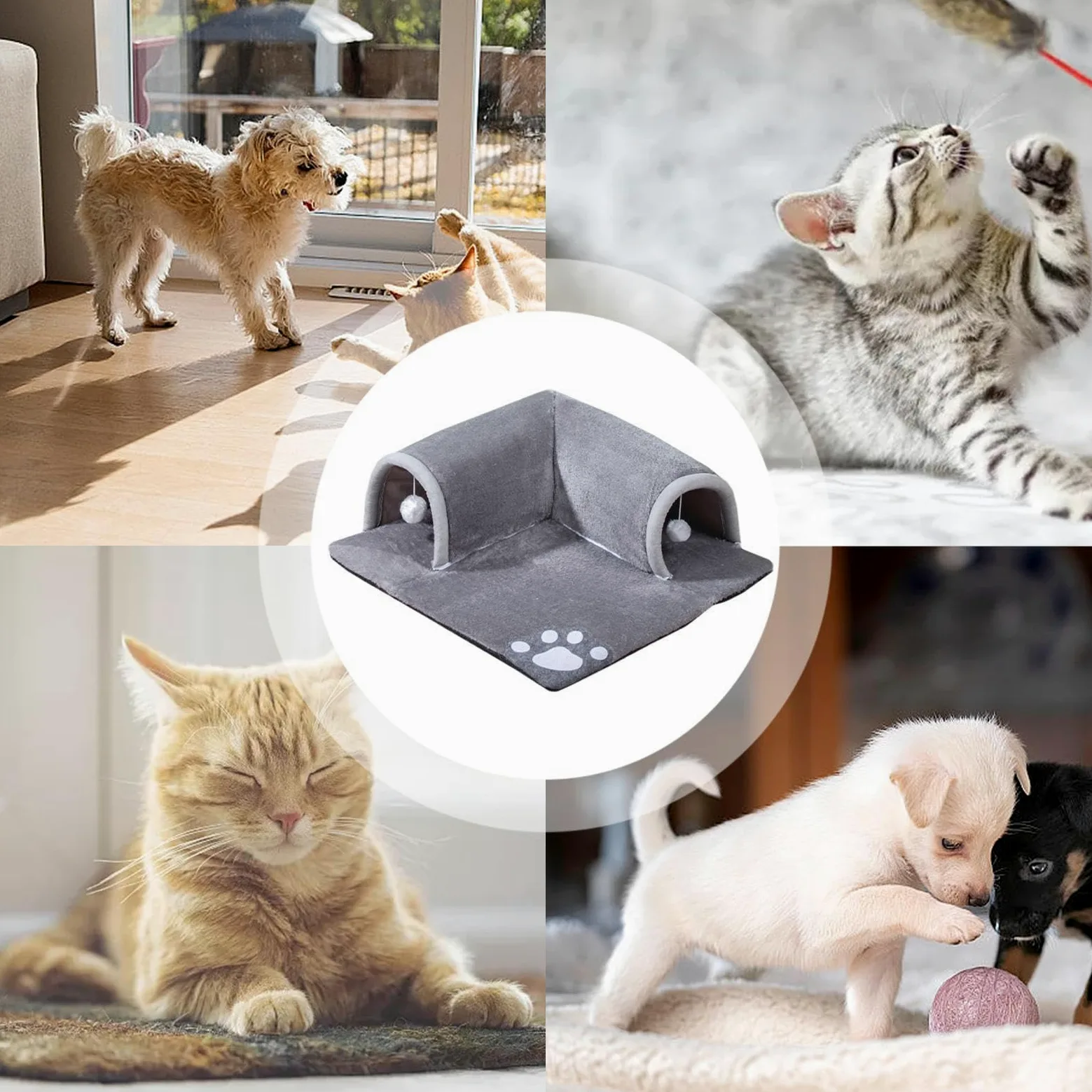 Tunnel pour chat - Jouet pour animal domestique - Nichoir portable | amovible pour petits animaux de compagnie, lapins, cochons d'Inde