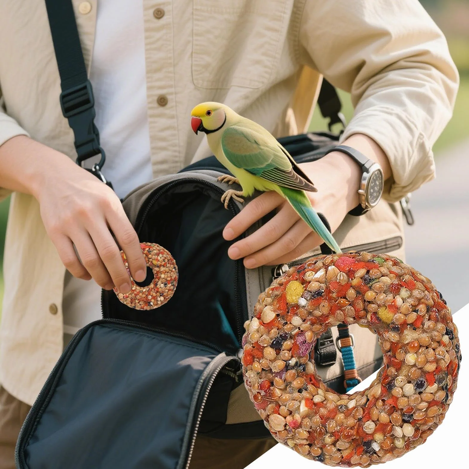 Friandises pour Calopsittes Anneau à Mâcher en Grains Forme de Donut pour Perroquets