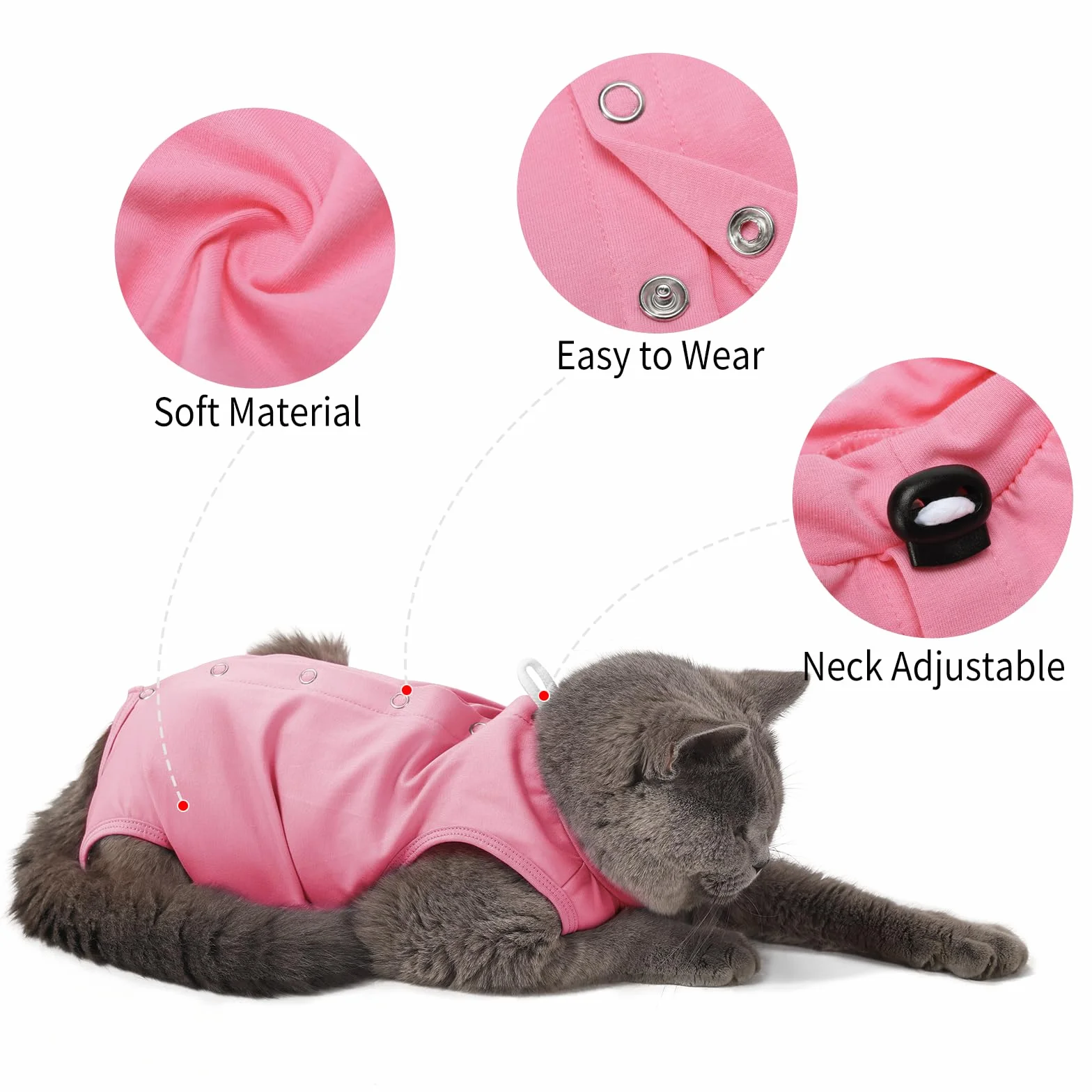 Combinaison de Récupération pour Chat Anti Léchage Bouton, Body Post Opératoire, Protection Post-Chirurgie