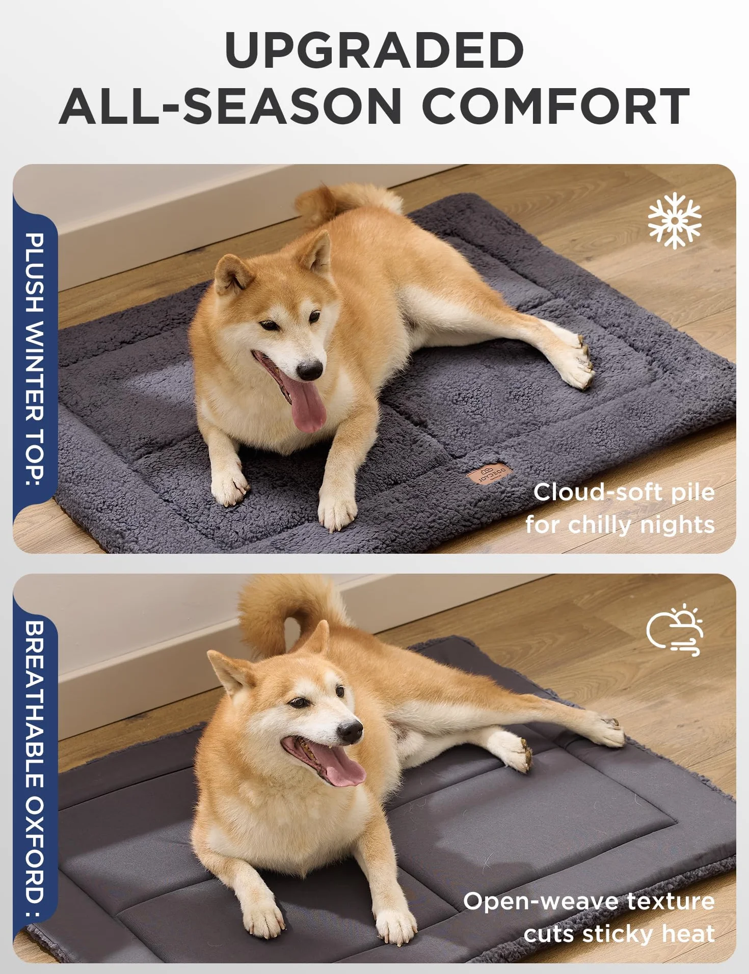 Joydeco Tapis de cage pour chien à profil bas réversible lavable polaire ultra douce taille M 121,9 cm
