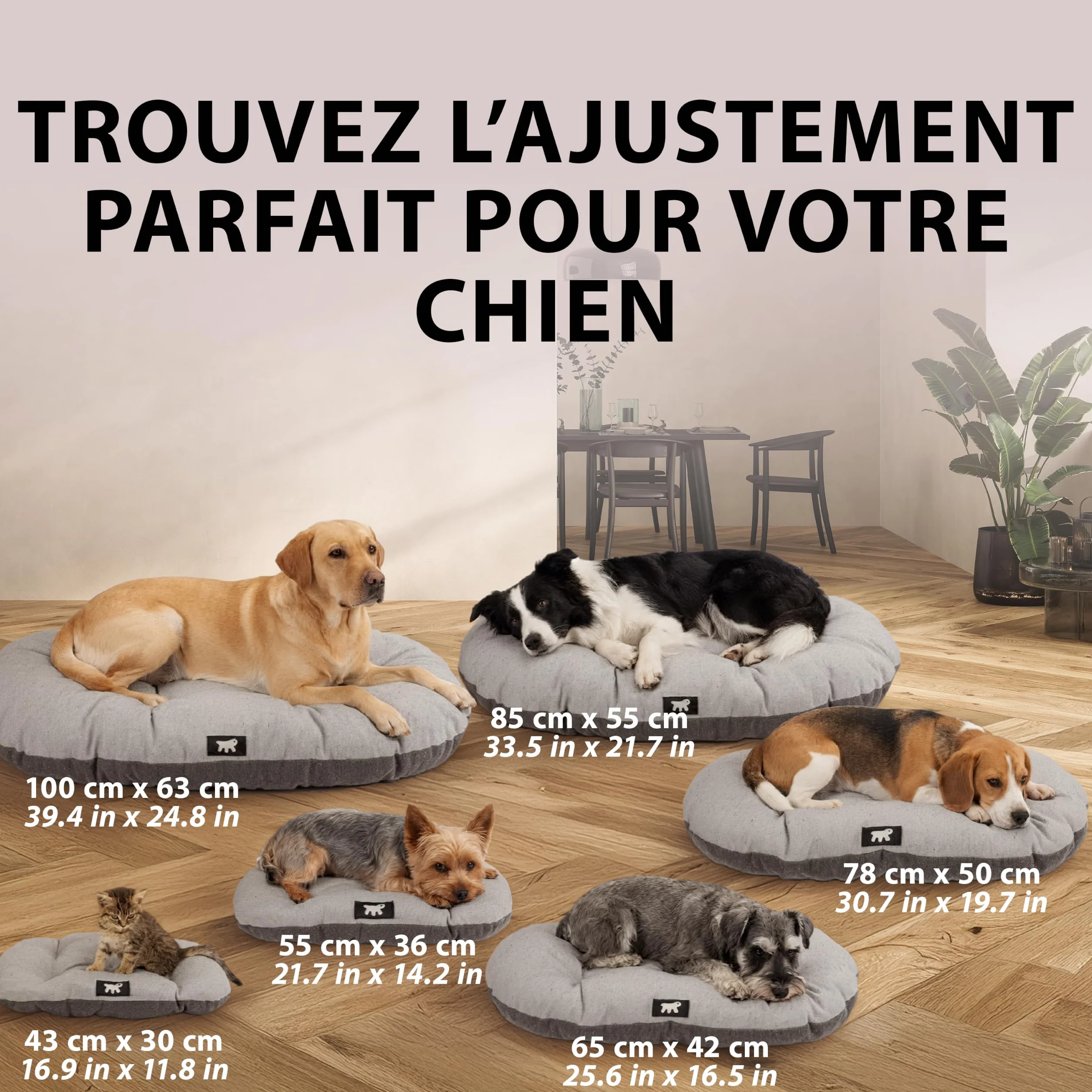 Ferplast Scott Coussin Rembourré Double-Face Écossais Velours Lavable Chien Chat Marron 45/2