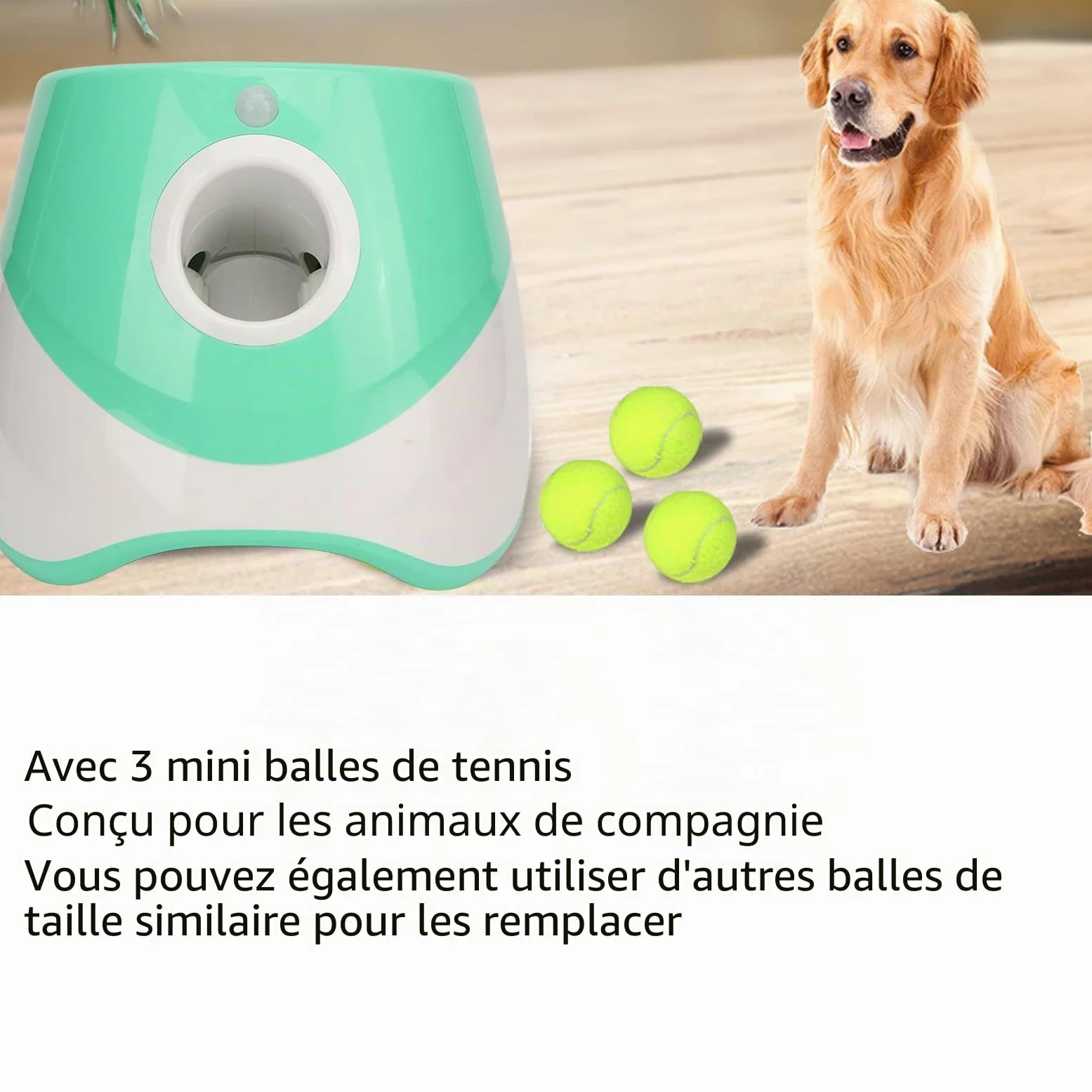 Lanceur Automatique De Balle Pour Chien, Lanceur De Balle Interactif Rechargeable à 3 Modes Pour Intérieur Et Extérieur Avec 3 Distances De Lancement Pour Chiens De Petite Et Moyenne Taille, Intérieur