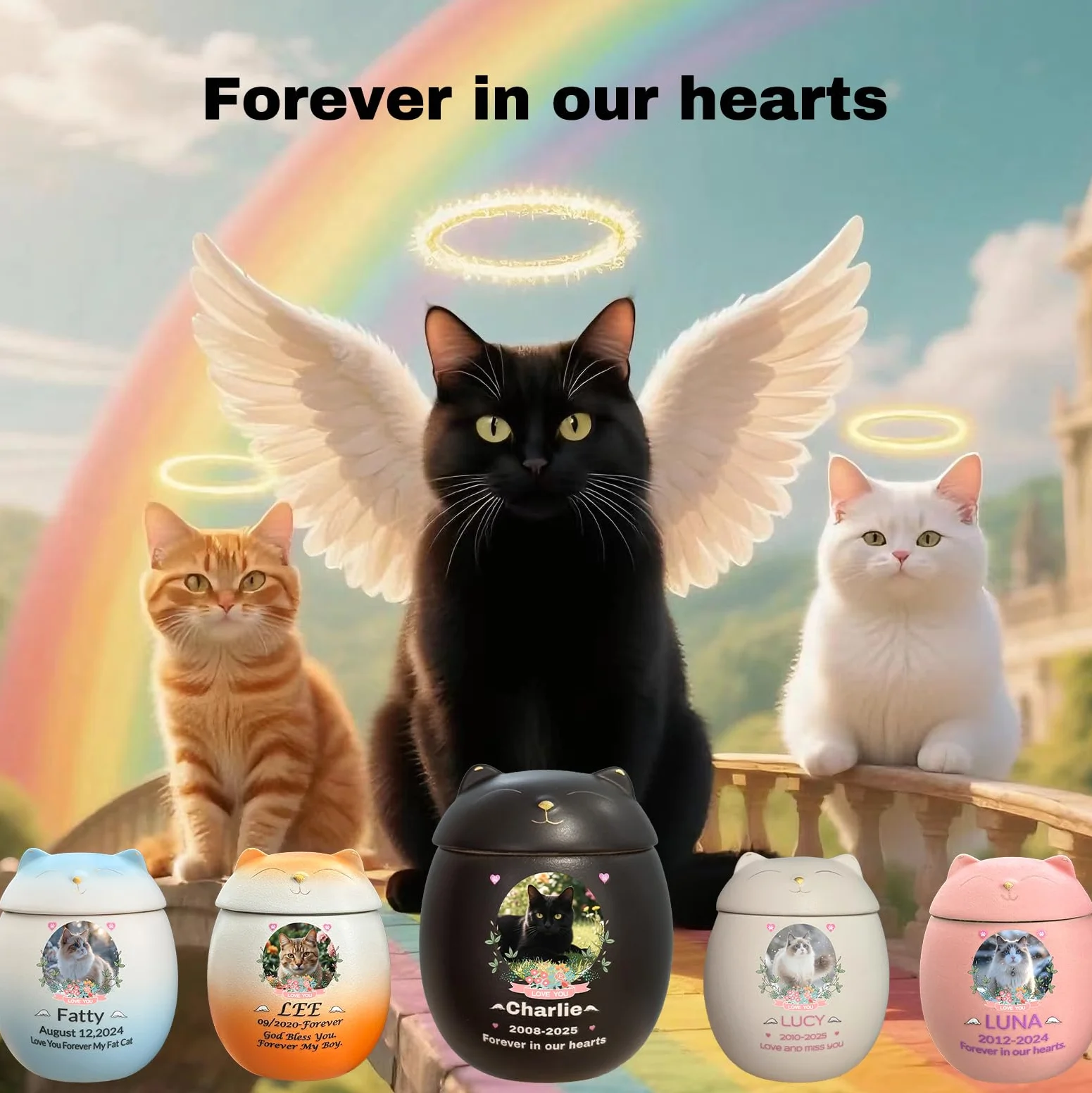 Urne pour Chat Personnalisée Handmade Crémation Cendres (oranger)
