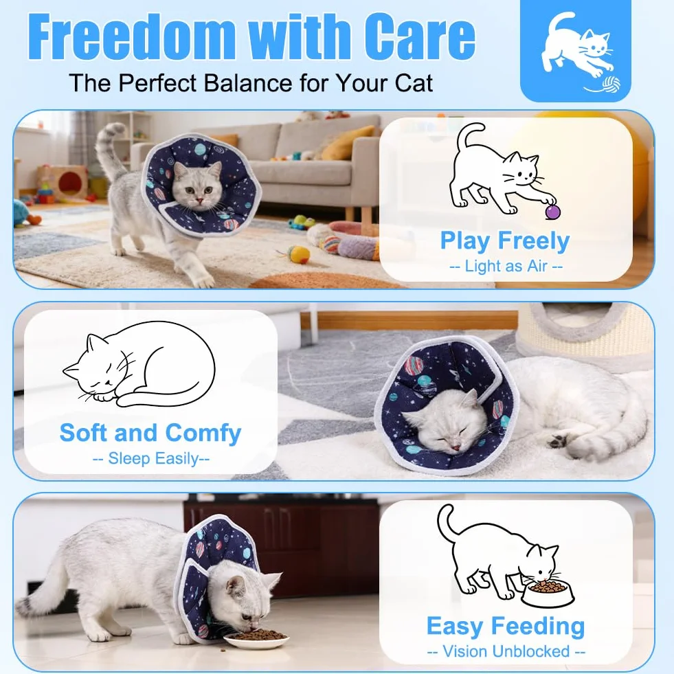 Collier de Protection Chat S Tour de Cou 16–23 cm Ajustable Anti-mordillement Post-opératoire