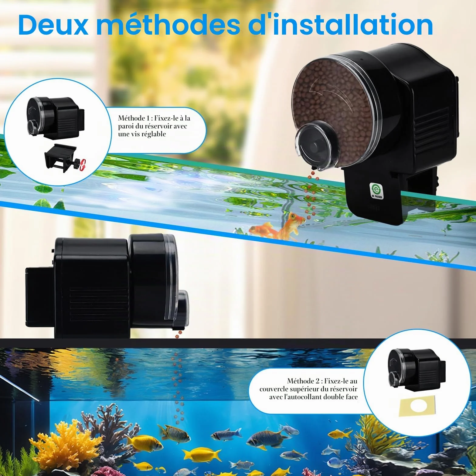 Podazz Distributeur automatique de nourriture pour poissons Mangeoire aquarium minuteur AF-2003D