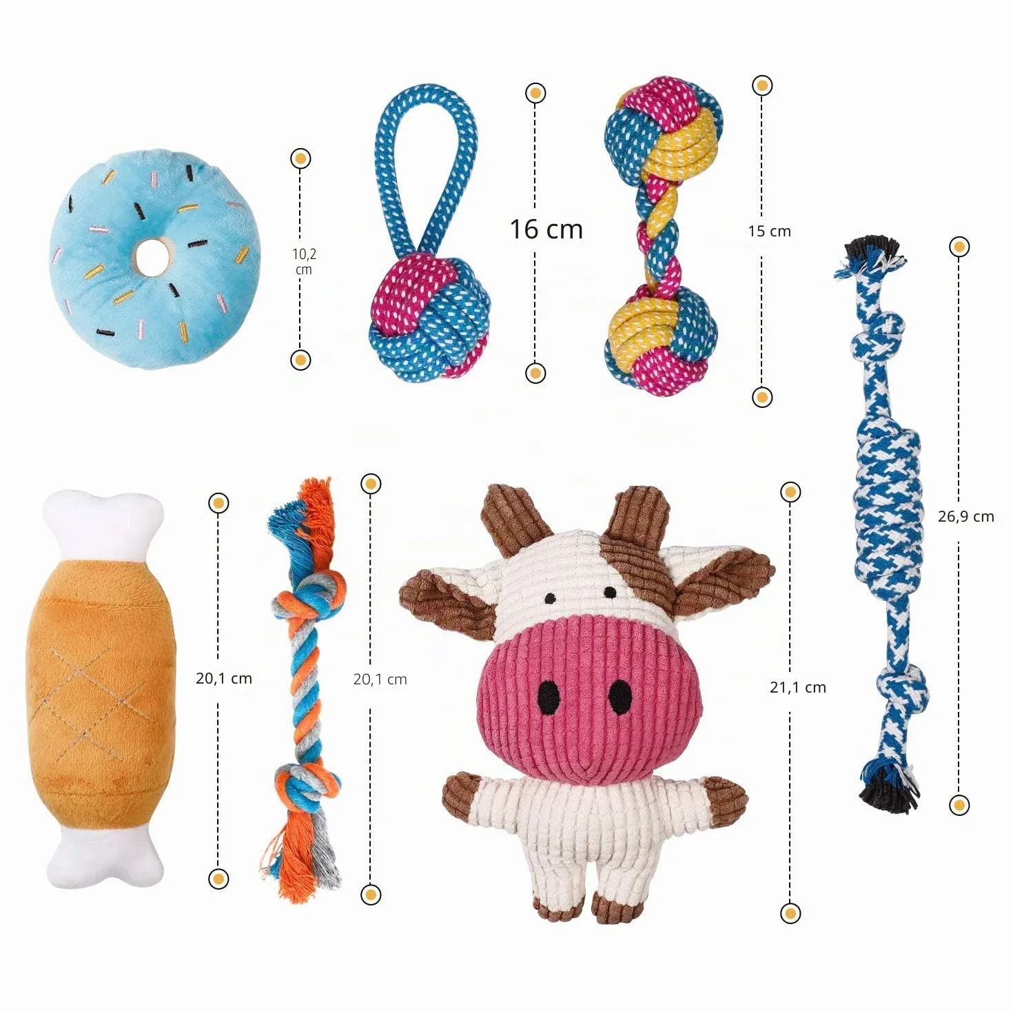 Toozey Jouet pour Chien 7 Jouets Durables Chiots Petits Chiens Peluche Non Toxique Coton Naturel