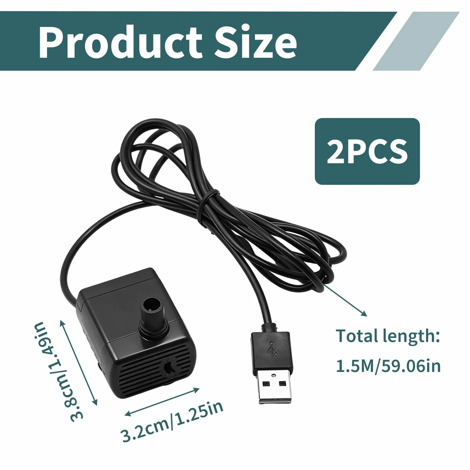 Pompe à Eau Submersible USB DC 5V 1-3W 200L/H Mini Pompe Aquarium Silencieuse pour Fontaine Hydroponie Bassin