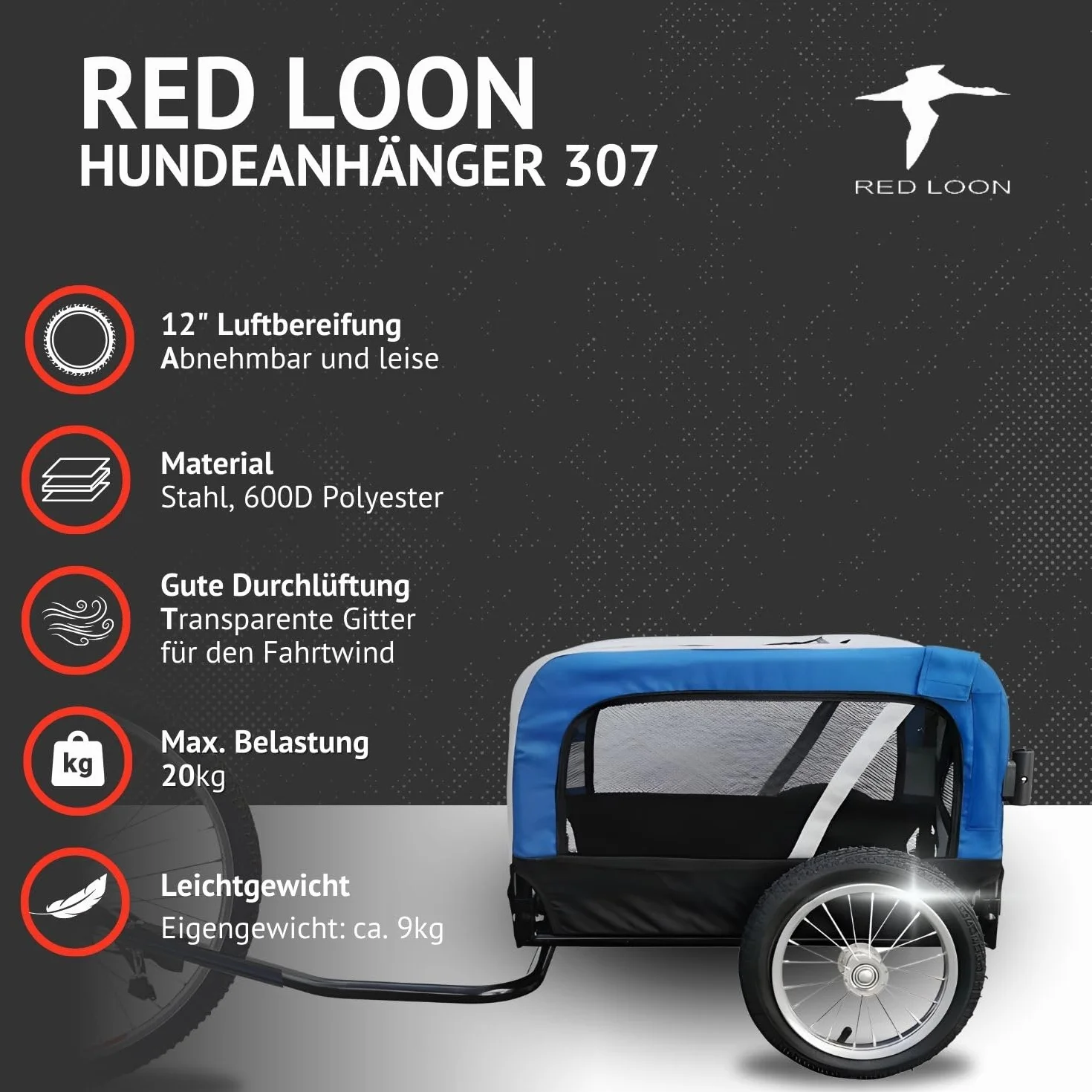Red Loon Remorque de vélo pour chien Mini remorque de jogging