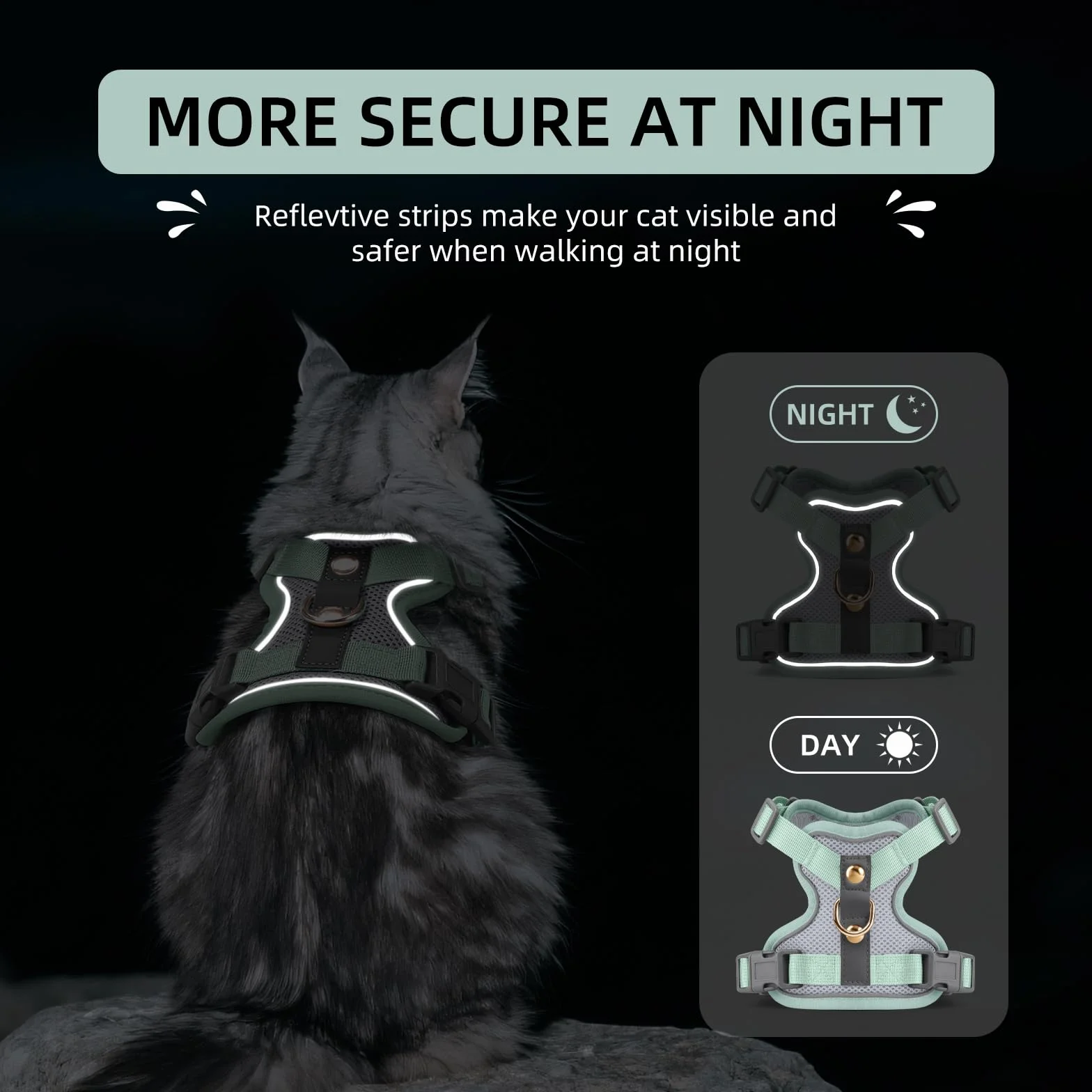 Harnais Anti-Fuite pour Chat avec Laisse, Bordure en Cuir Microfibre, Réfléchissant Réglable Respirant
