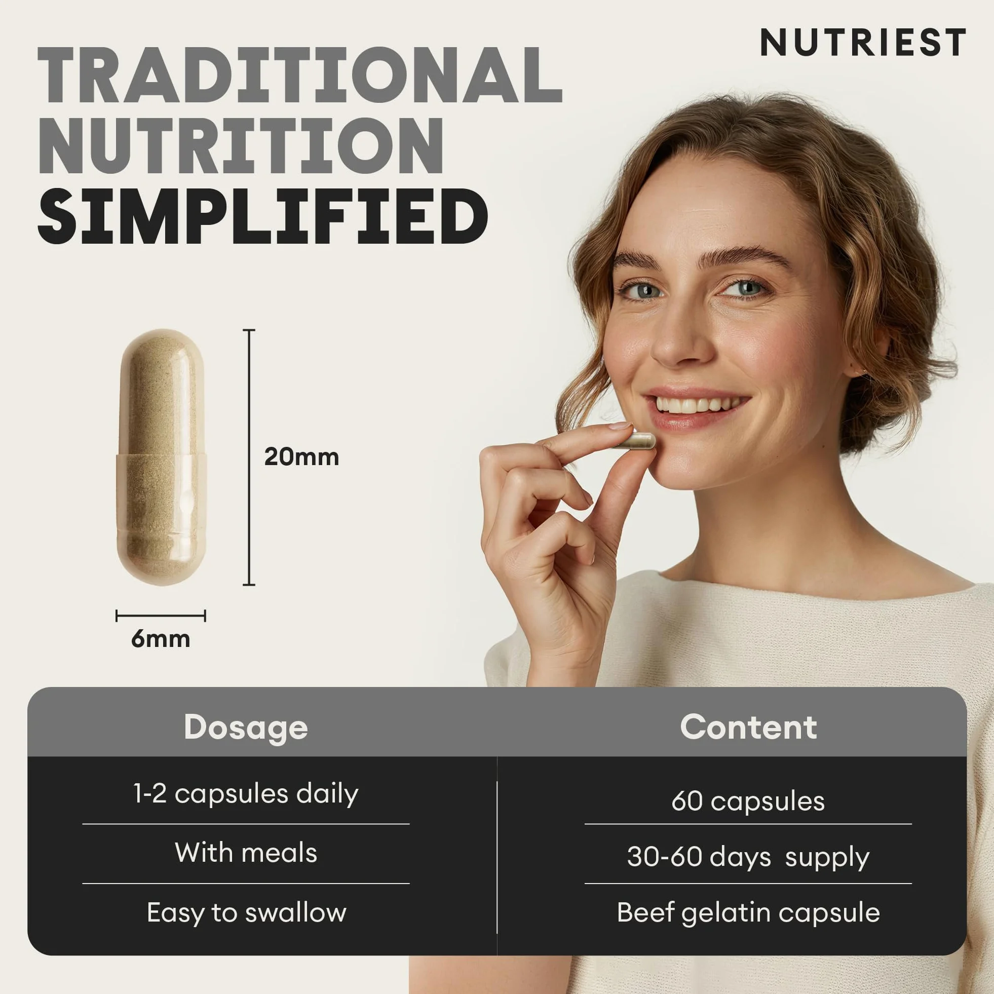 Nutriest Complément de Bile de Bœuf 500 mg 60 Capsules – Sels de Bile Digestif Naturel Métabolisme des Graisses
