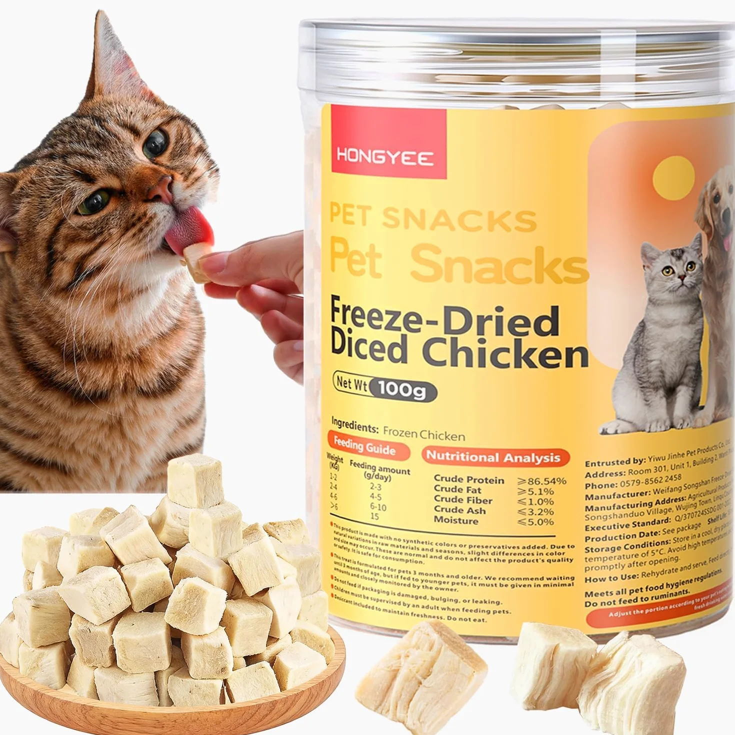 Friandises de poulet lyophilisé pour chats et chiens, riches en protéines, faibles en gras, snack FreezeDried