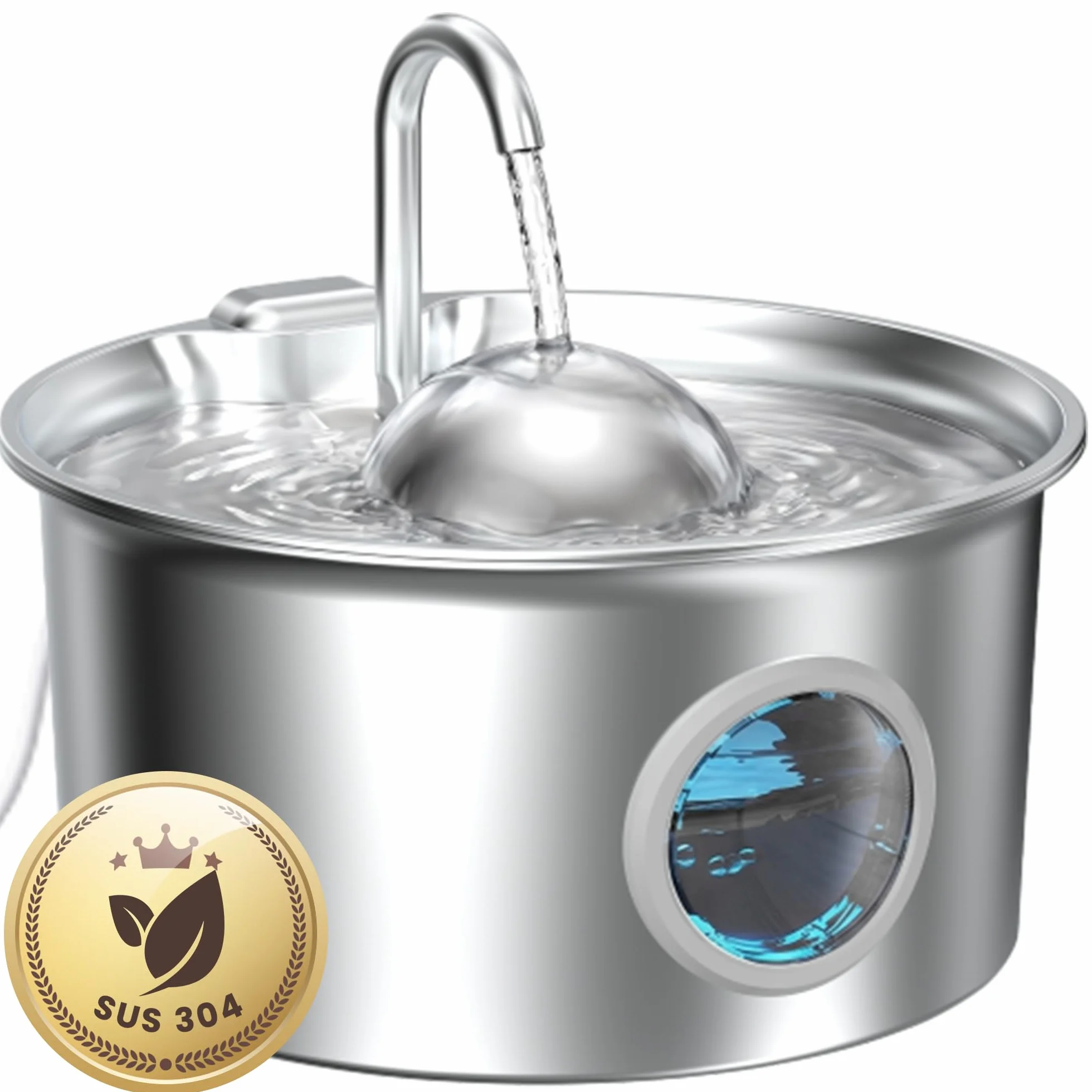Fontaine à Eau Chat Inox 2,6L Automatique Ultra Silencieux Acier Inoxydable