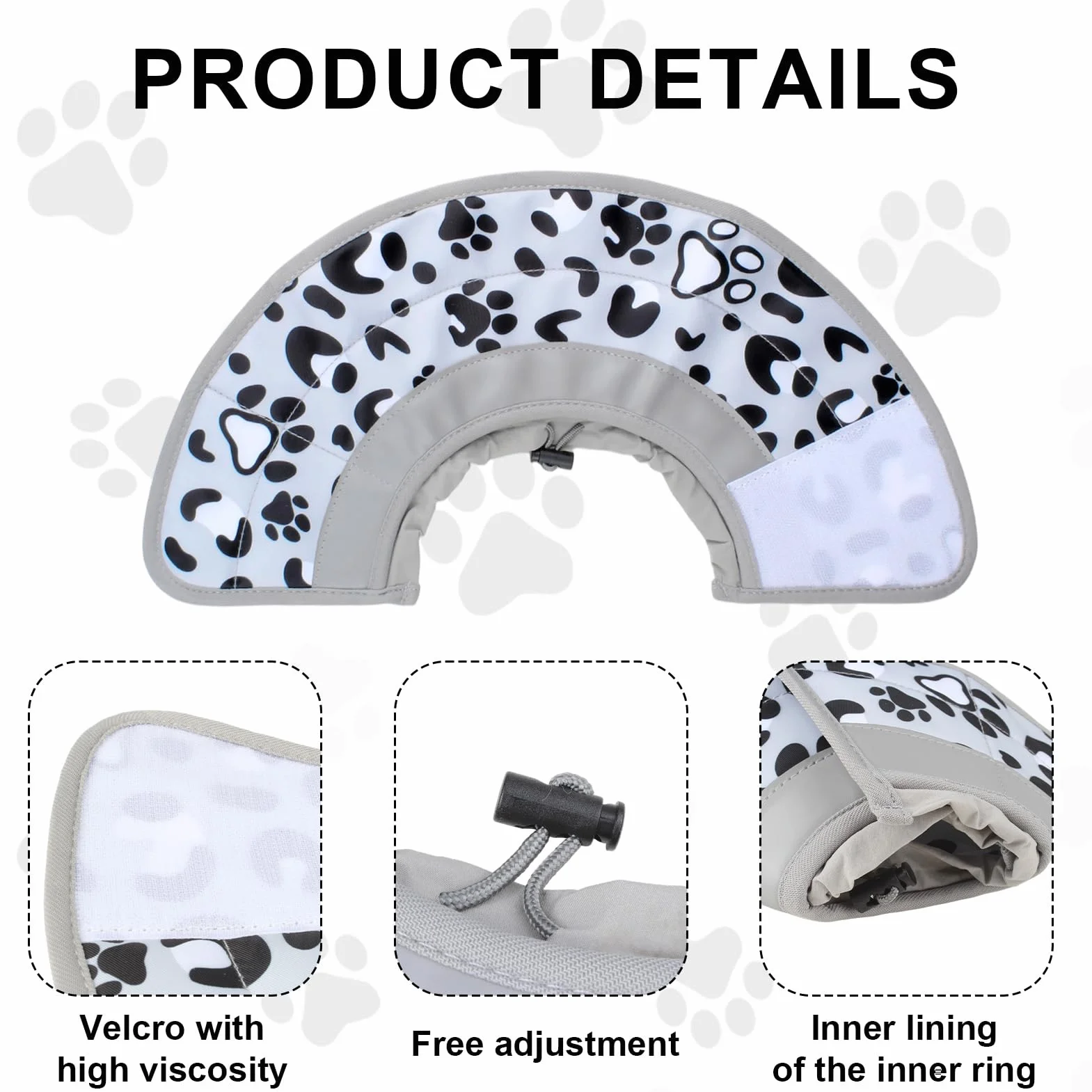 Collerette Chat Anti Léchage Souple Anti Grattage pour Chiots Petits Chiens Gris Tour de Cou 17-22 cm