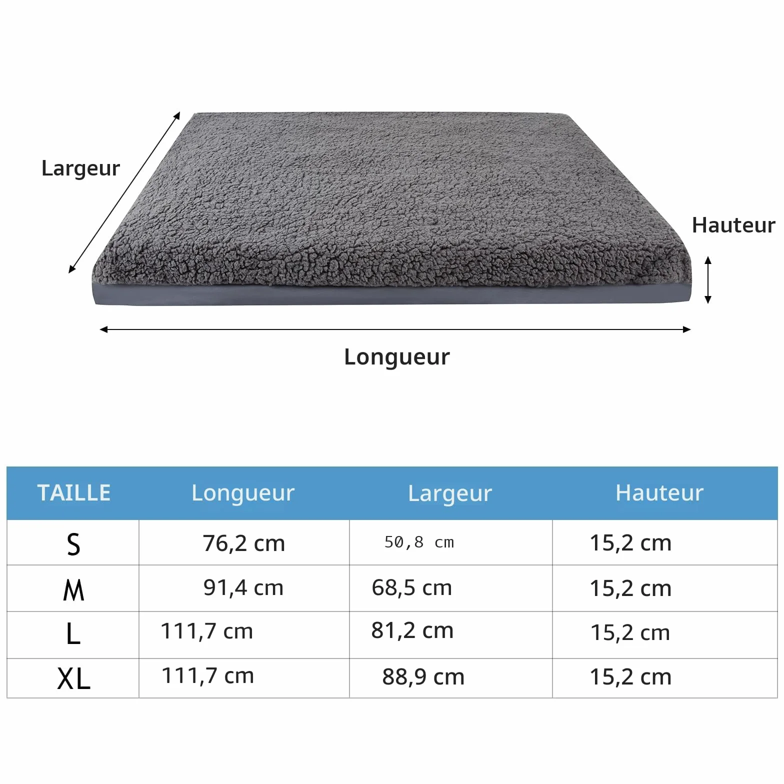 Housses de lit pour Chien Housse en Peluche Douce Imperméable Lavable Amovible M 91 x 69 x 15 cm