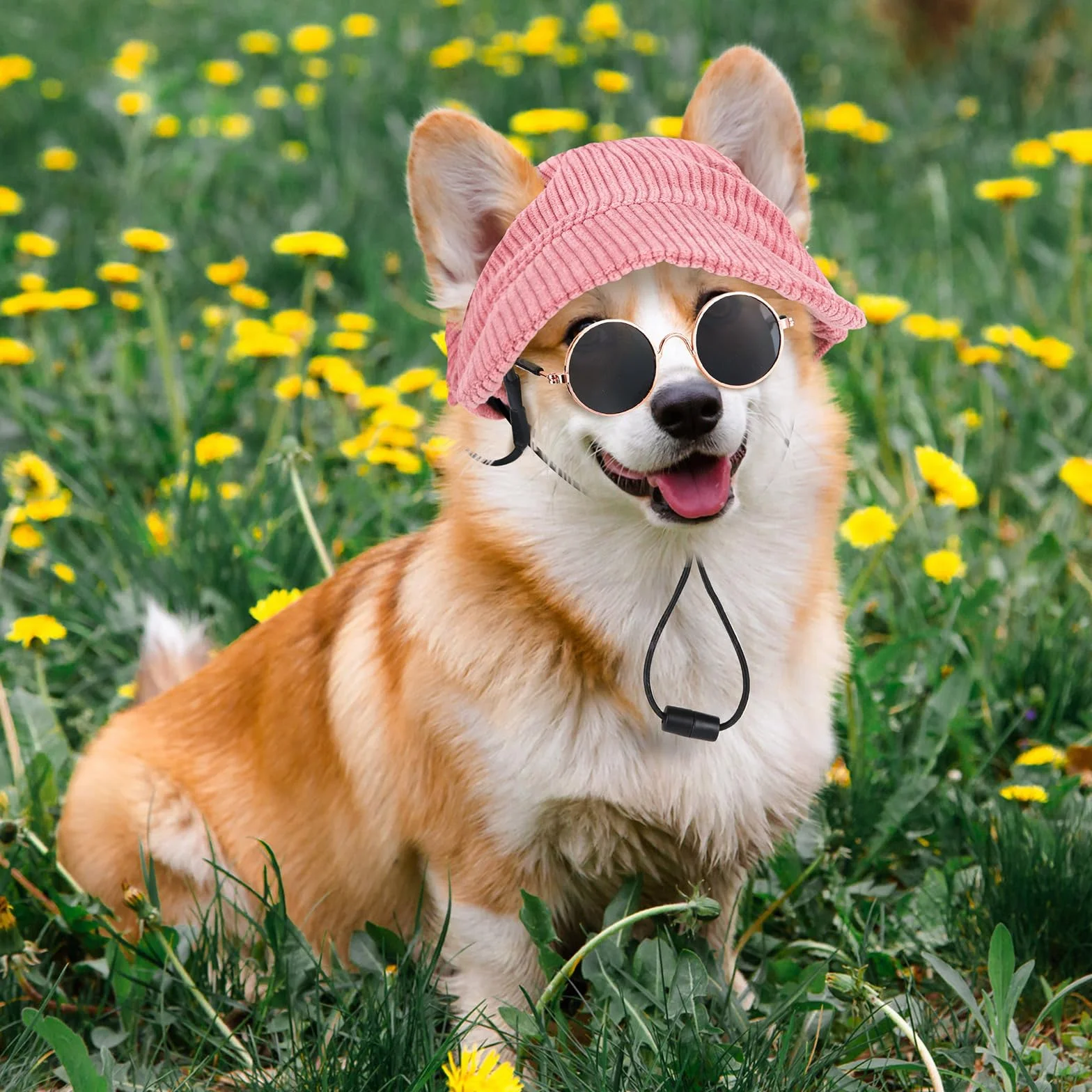 Jadive Casquette de Baseball pour Chiens Chat Lunettes de Soleil avec Silicone Antidérapant Chapeau de Soleil Réglable avec Trous pour Oreilles Coiffe de Plage pour Chiots(Rose,Petit)