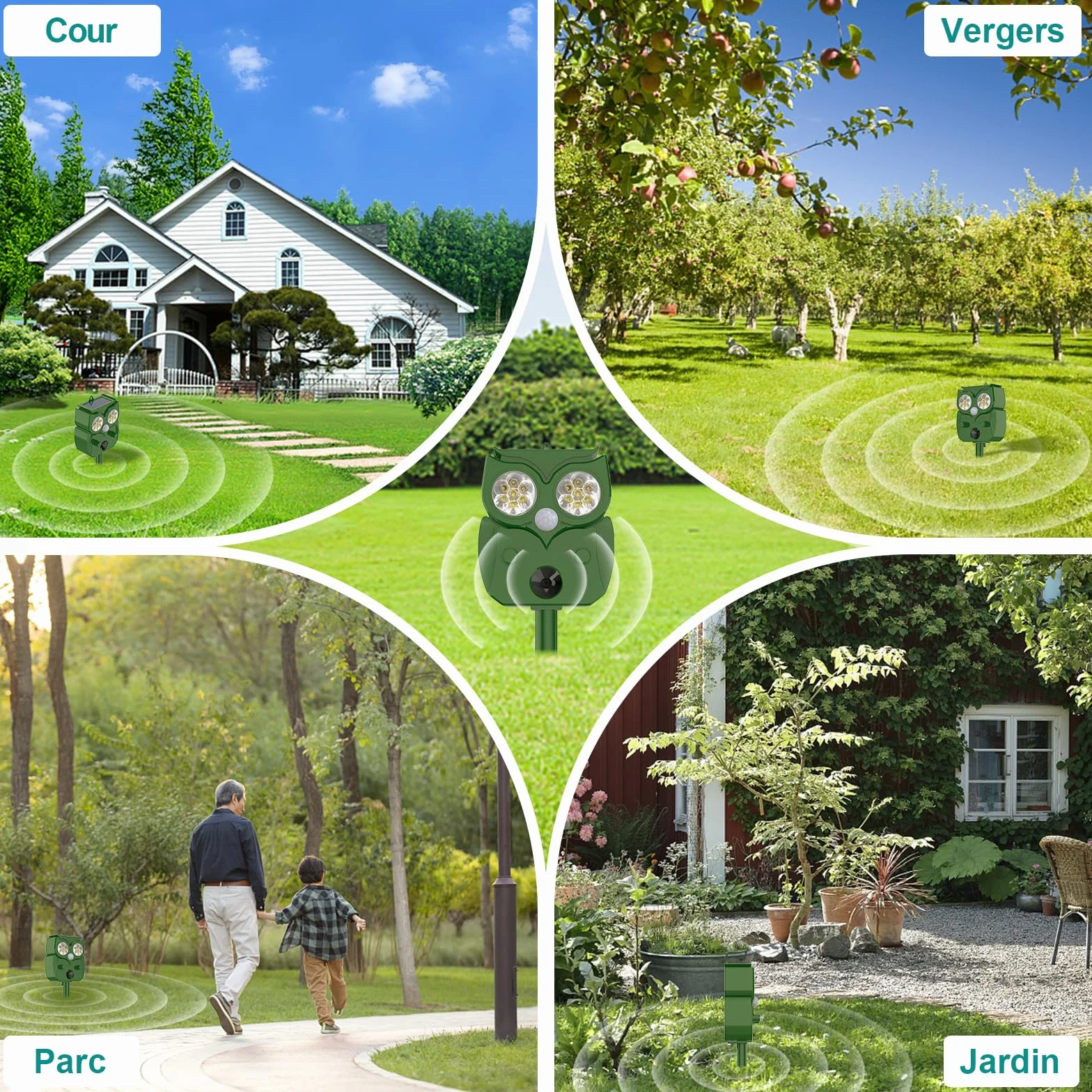 Répulsif Chat Extérieur Ultrason 1 Pièce, Anti Chat avec Détecteur de Mouvement, pour Animaux Chats Oiseaux Chiens Vergers Jardins