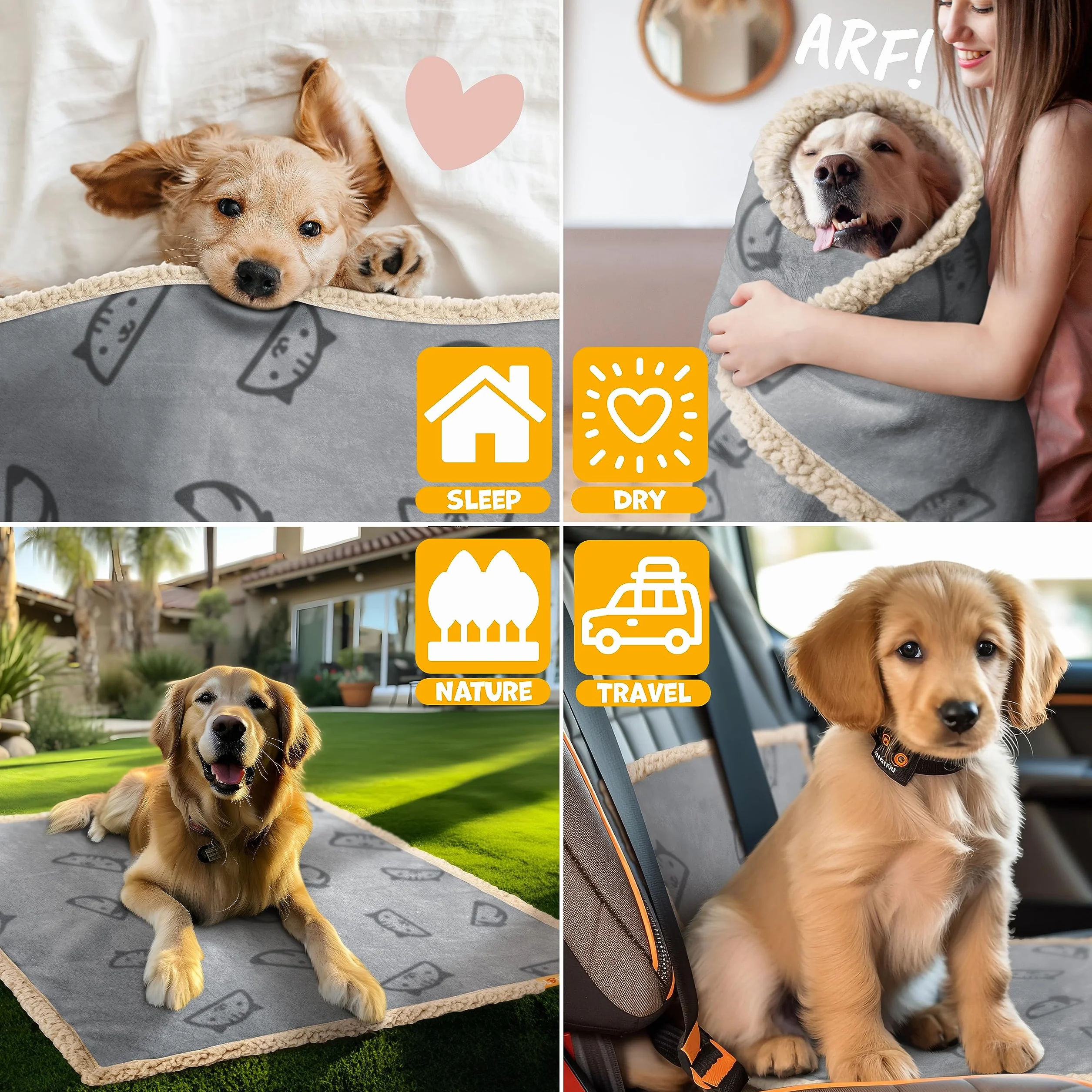 Lovpet Couverture imperméable pour Chiens 152 x 127 cm XL Lavable en Machine Polaire Sherpa