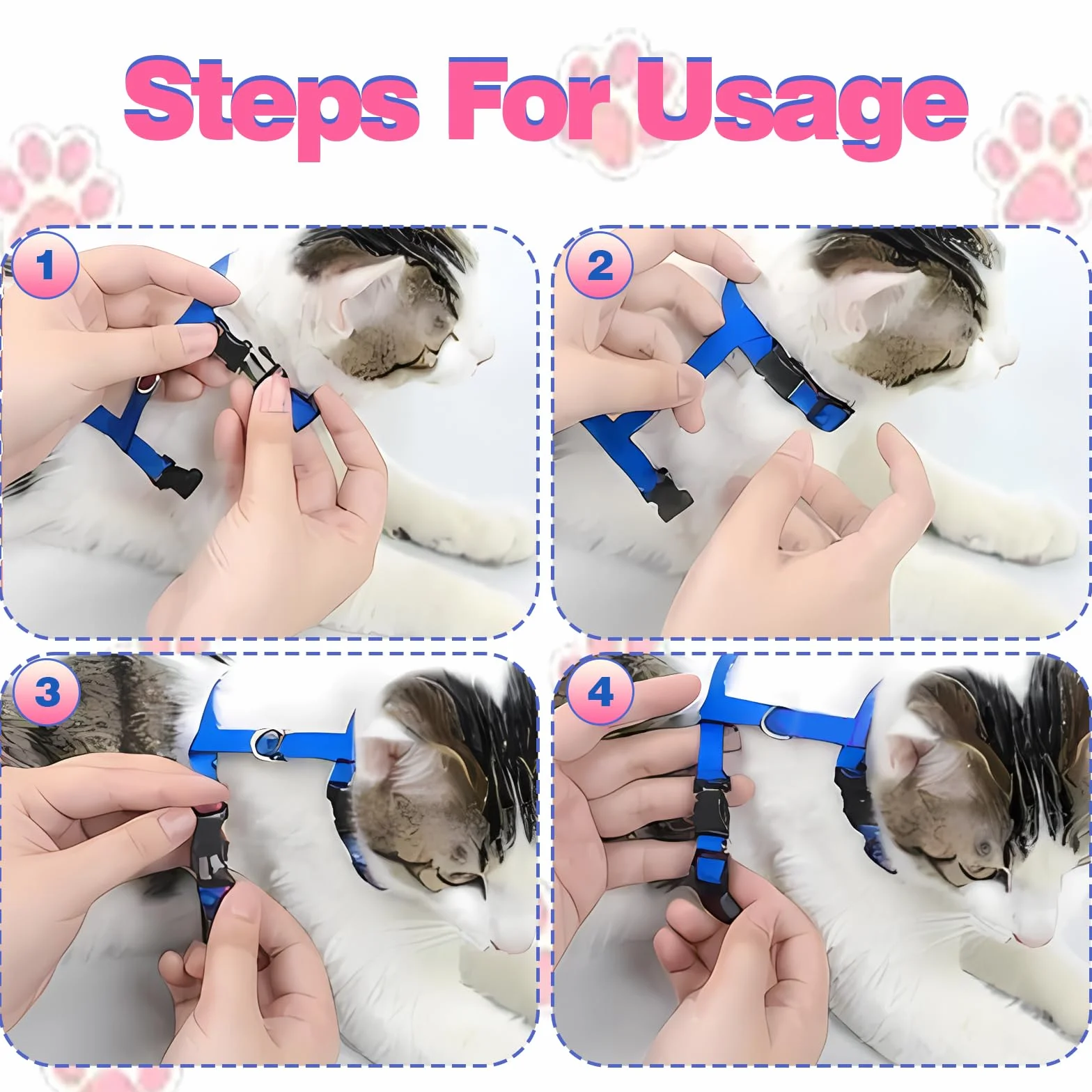 Harnais Doux pour Chat Réglable avec Boucle de Sécurité Anti-Fuite