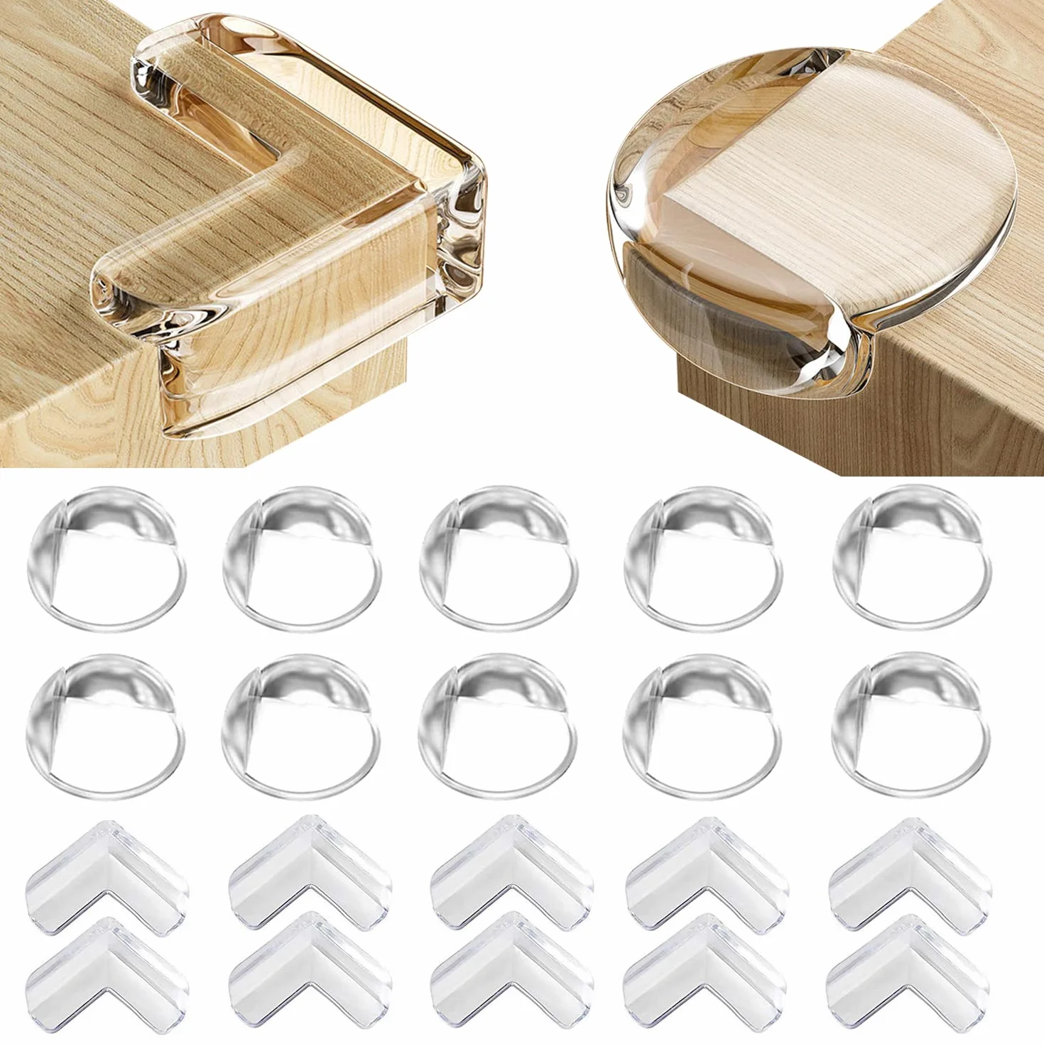 Protège Angle de Table Bébé, 20 PCS Protection Coins de Meubles avec Colle Améliorée