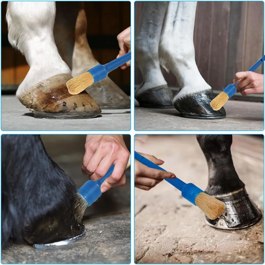 Brosse en fer à cheval en poils de porc pour soin des sabots avec capuche - 2 pièces
