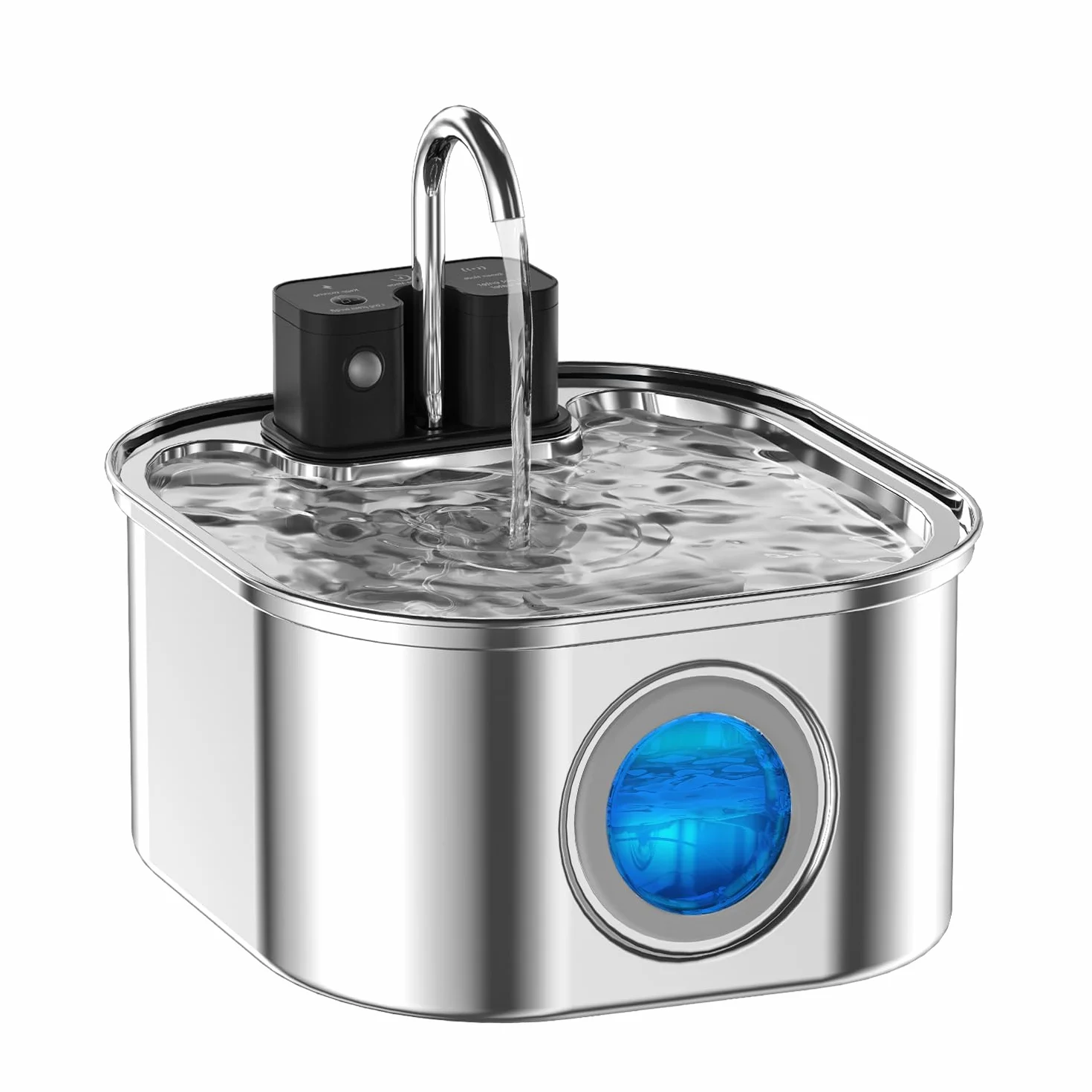 Fontaine à Eau pour Chat sans Fil 3.2L Acier Inoxydable avec Détecteur de Mouvement Batterie 4000 mAh Pompe Silencieuse Filtre Charbon Actif