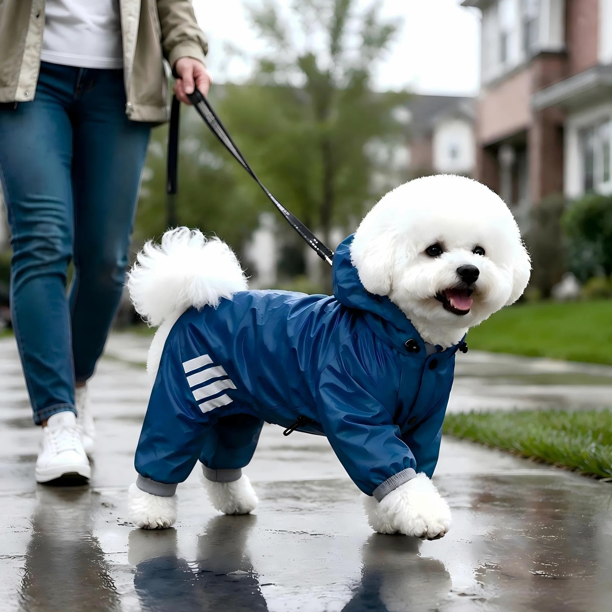 Manteau de pluie imperméable pour chiens de petite et moyenne taille avec capuche | Bandes réfléchissantes, facile à enfiler, accès à la laisse, plusieurs options de taille, tissu respirant à séchage rapide