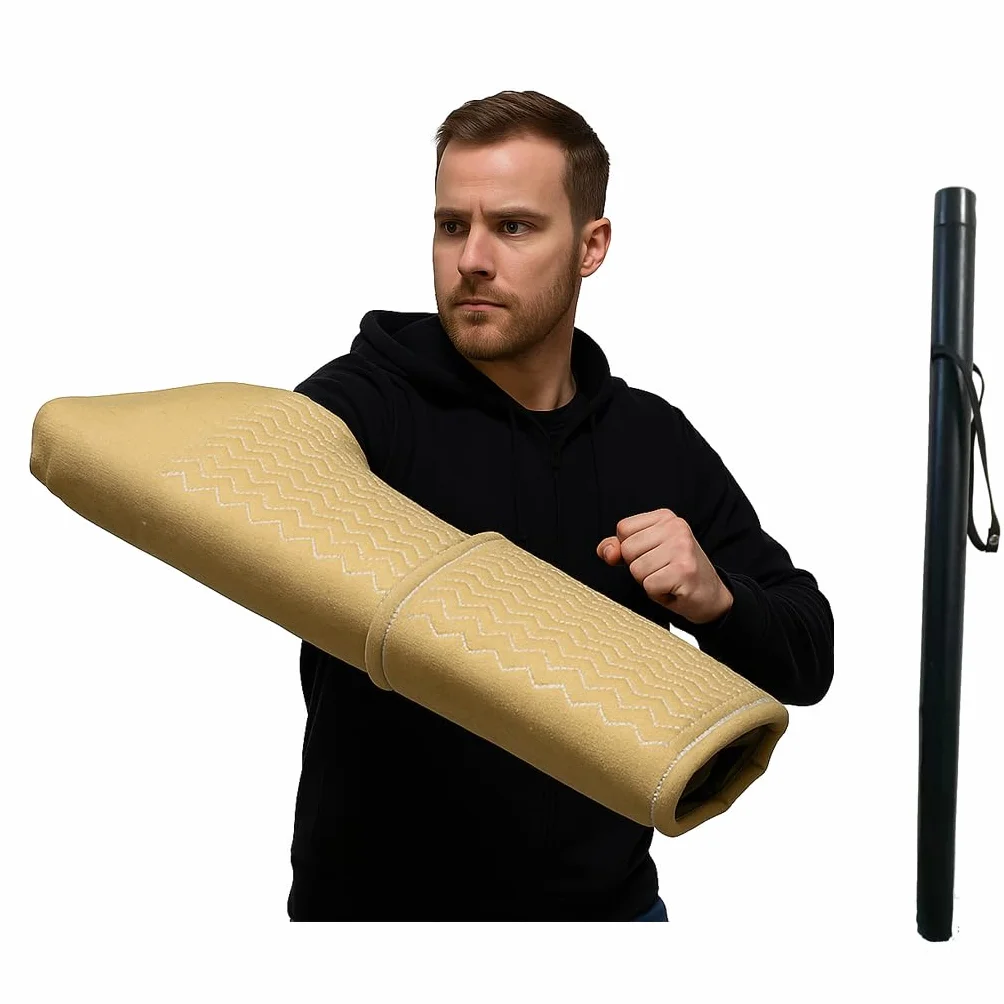 Manchon Professionnel pour Chien, Équipement d'Agilité, Protection du Bras de Dressage + Kit Bâton Cuir PU