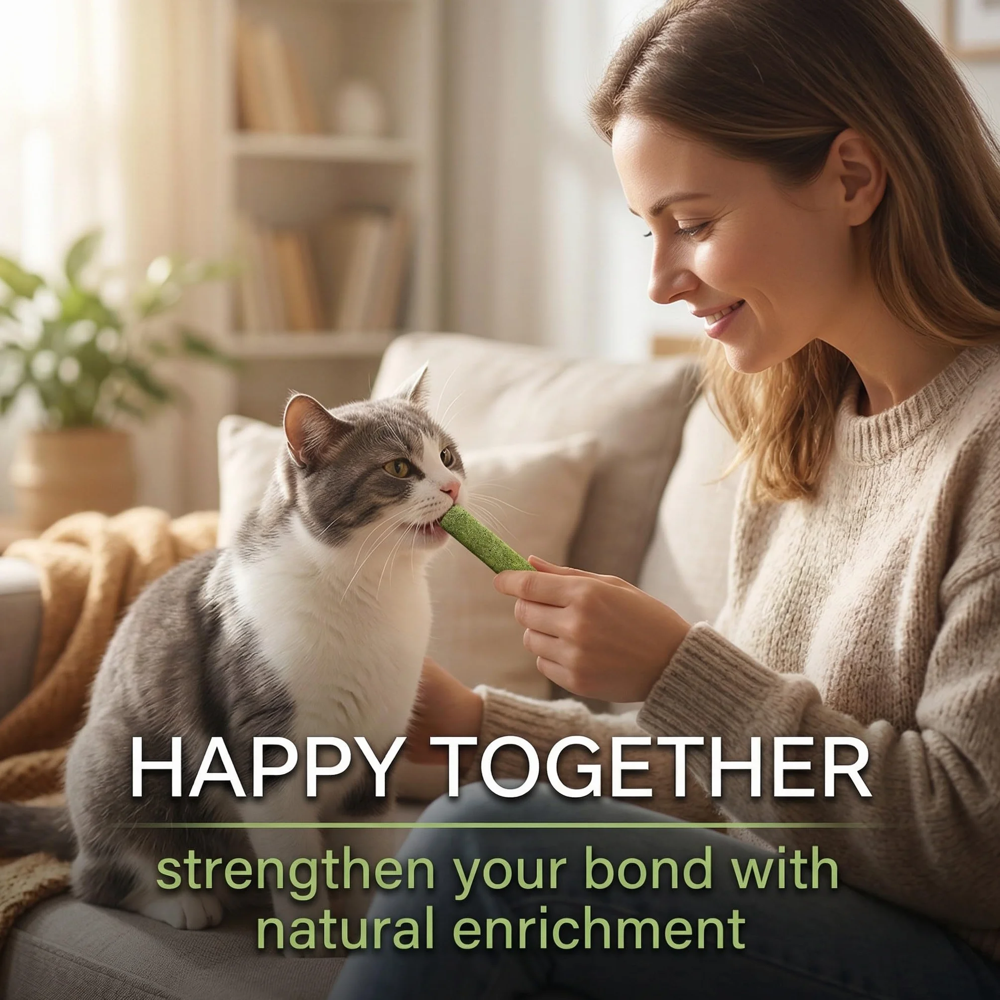 10 Pièces Bâton d'herbe à Chat, Bandes Bâton Chats de Dentition d'herbes à Mâcher Dentition lyophilisé Comestible pour Le Nettoyage des Dents et Élimination des Boules de Poils