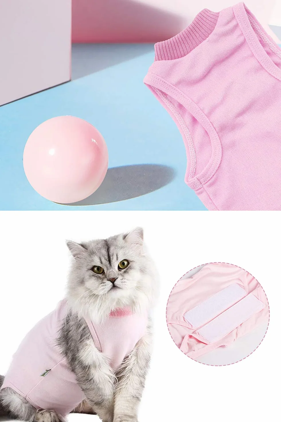 Gilet de Récupération pour Chat et Chien, Combinaison de Rétablissement pour Plaies Abdominales, Rose, Taille M