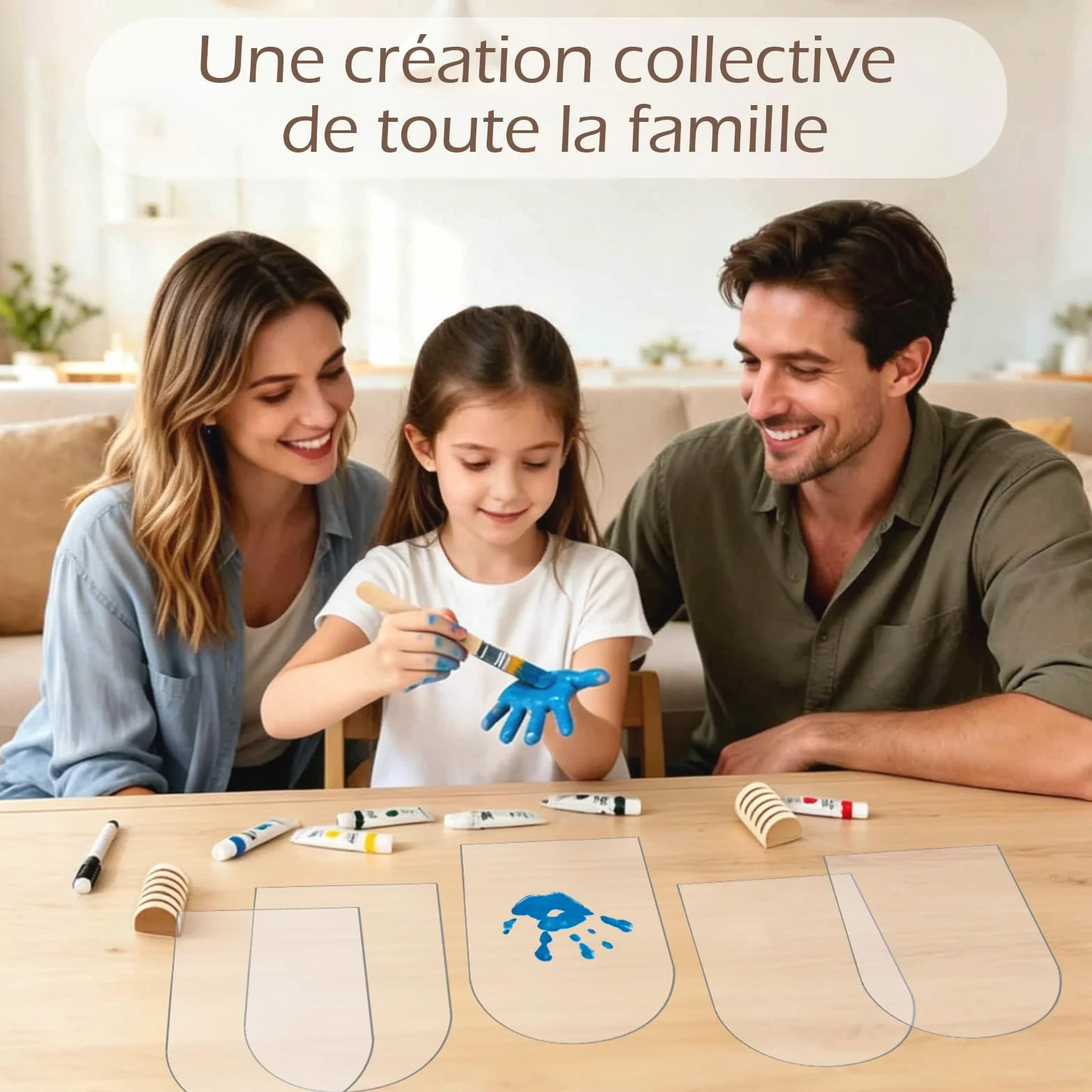 Kit Empreinte Famille Pour 5 Empreintes, Souvenir Personnalisé Décoration Maison Cadeau Baptême