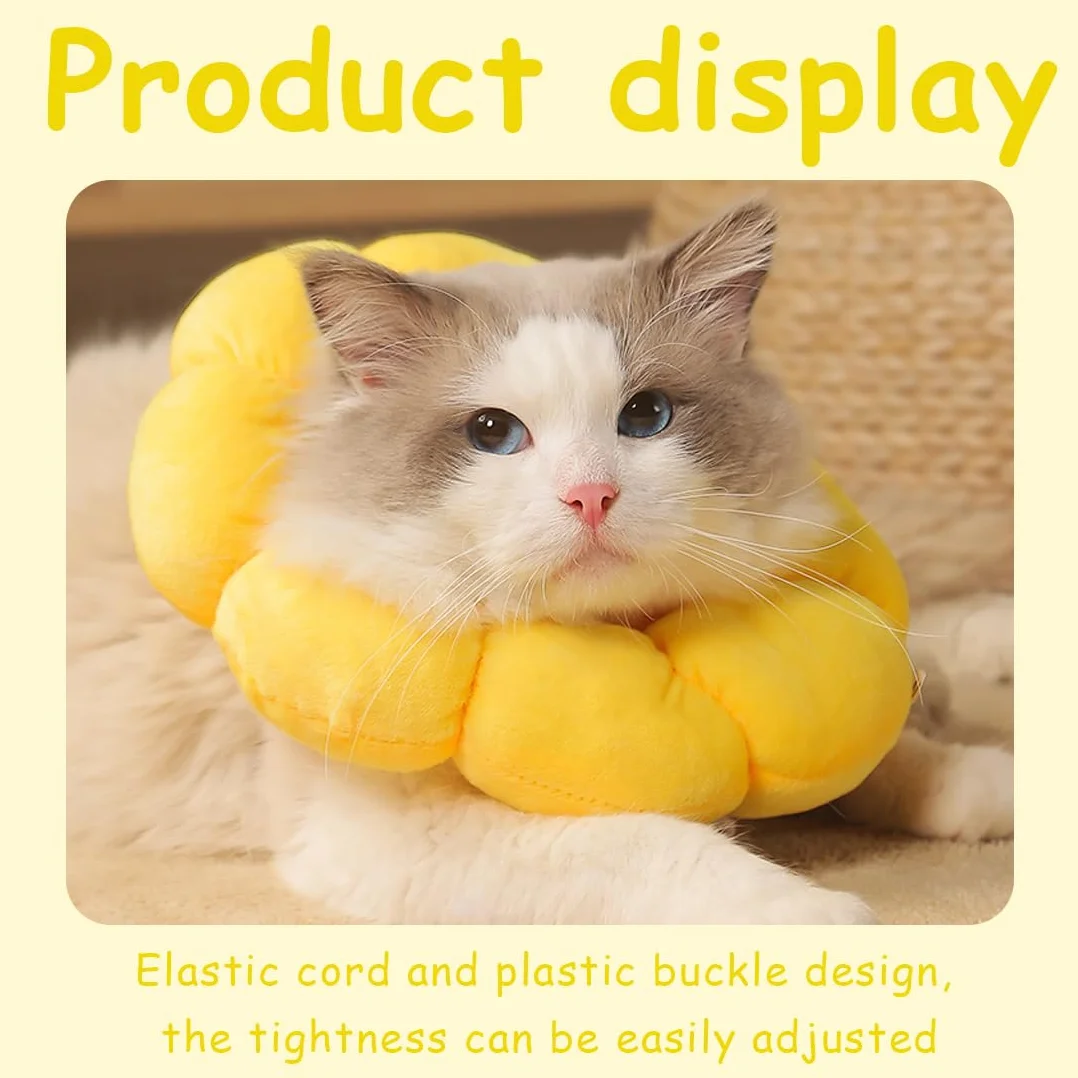 Collier Collerette Respirant Anti-Fuite pour Chat M, Daim Coton Cheveux Non Teints
