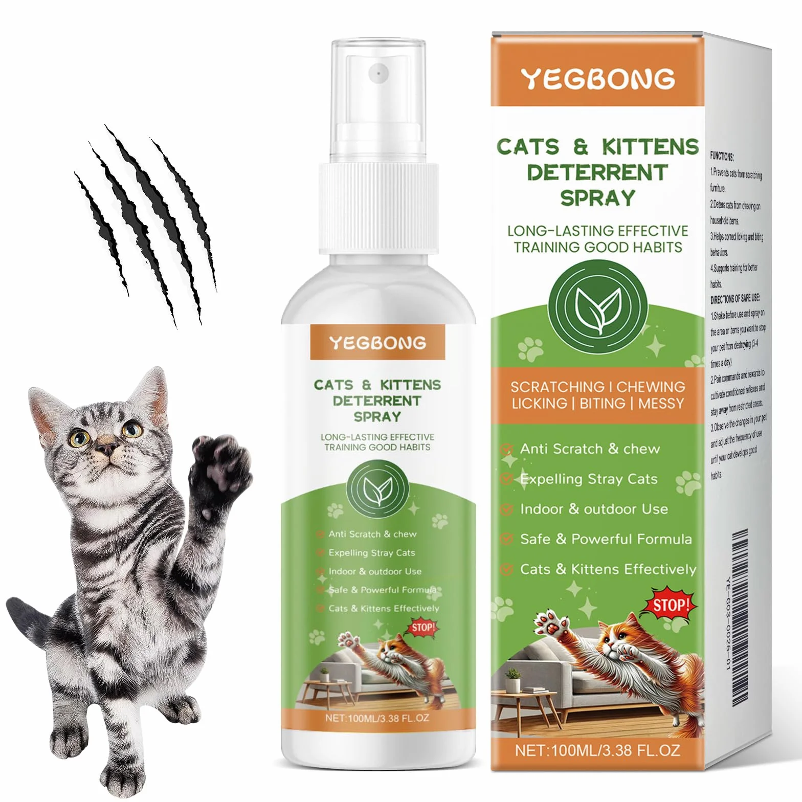 Spray Répulsif pour Chat 100 ML Anti-Griffage Protecteur Meubles Canapé Intérieur Extérieur
