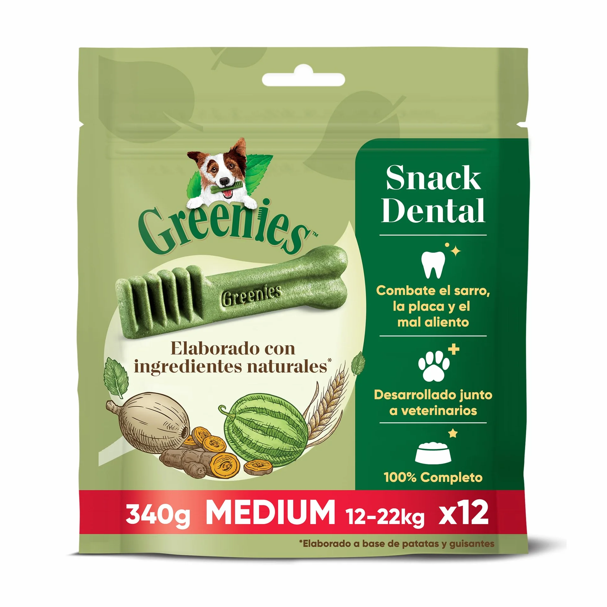 Greenies Dental Treats Medium pour Chien 12-22kg Friandises Dentaires 340g