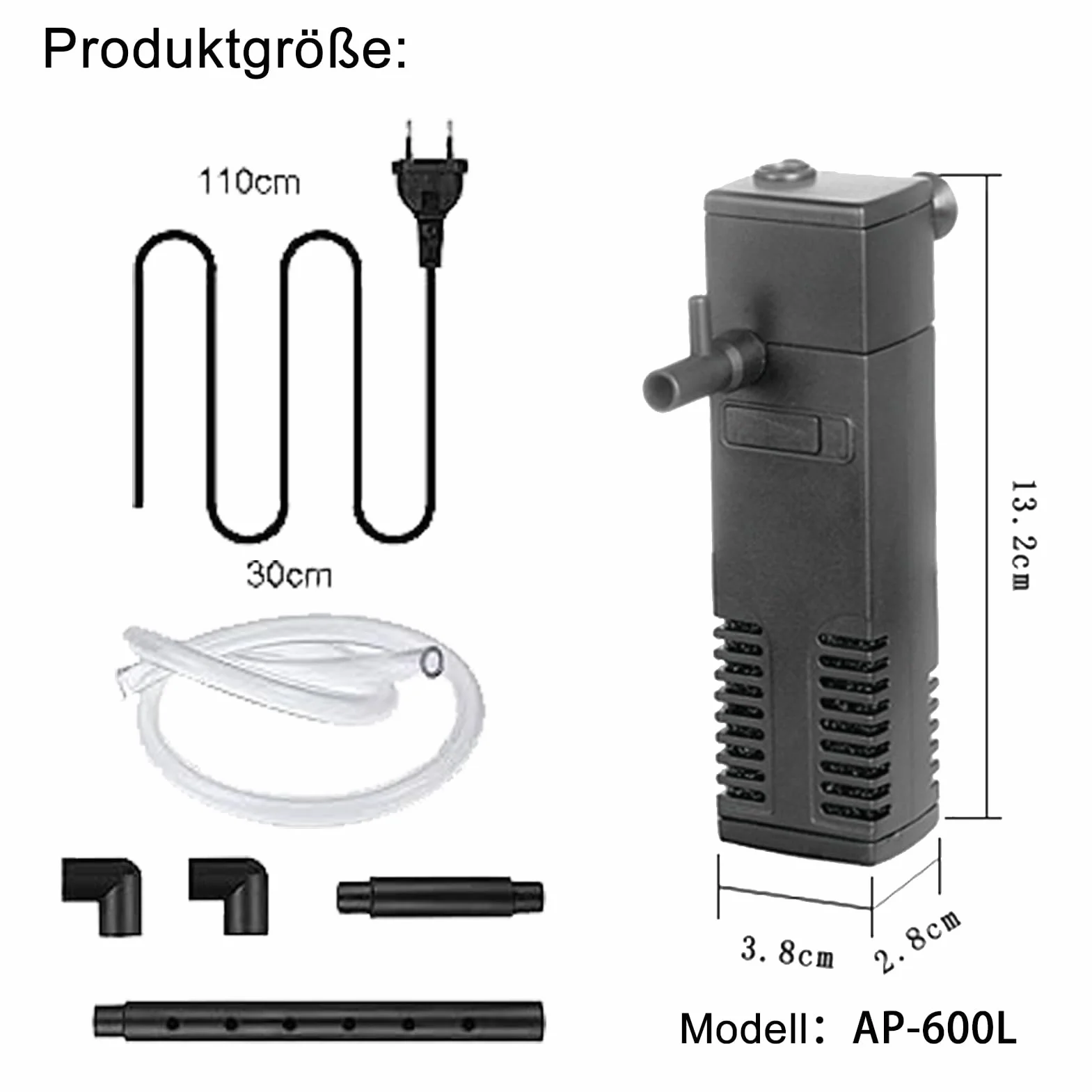 GERUI Filtre d'aquarium Pompe 4W 300L/h Circulation d'eau réglable pour Aquarium 60L