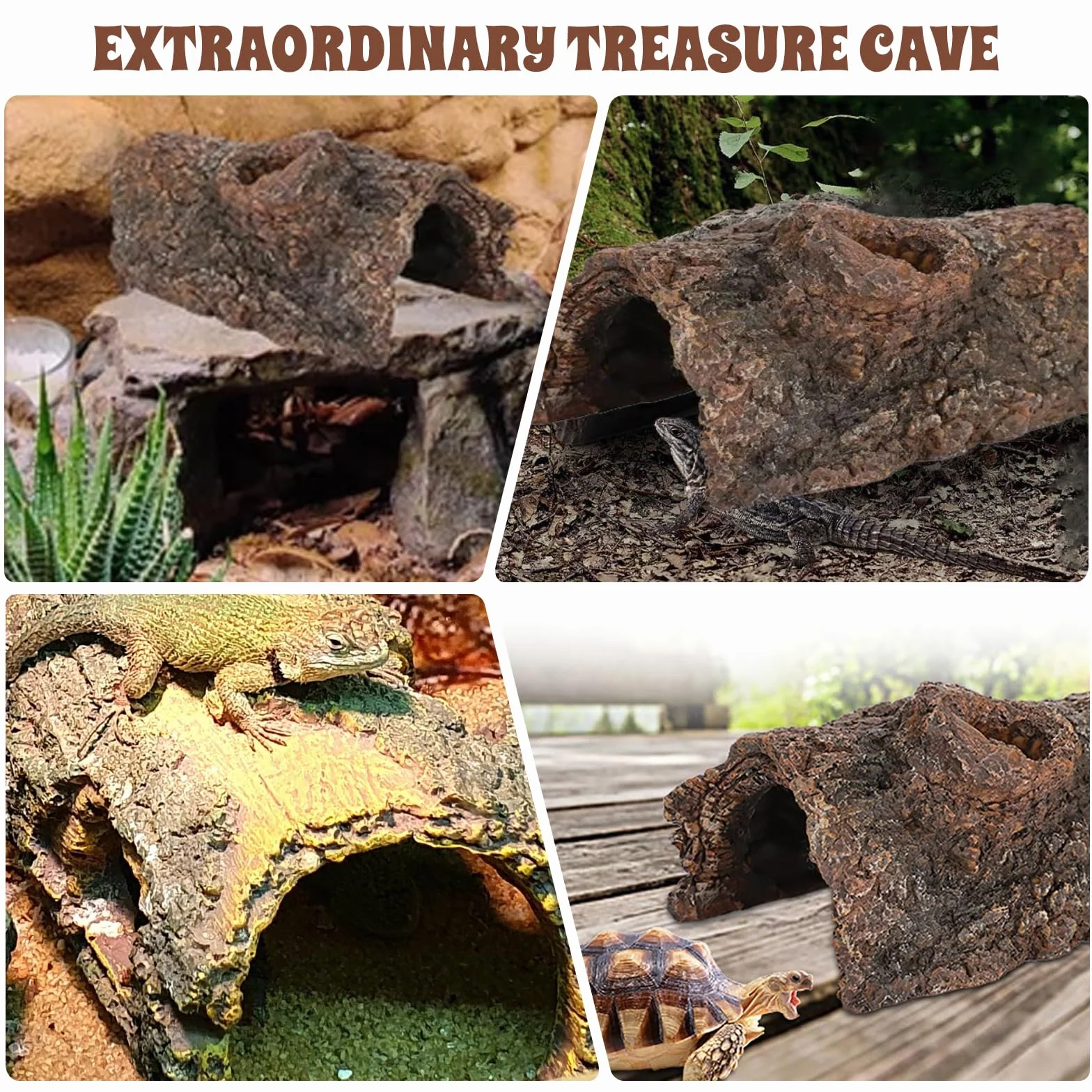 Rocher de Cachette de Reptiles, Grotte d'Amphibiens, Décoration d'Aquarium pour Lézard Scorpion