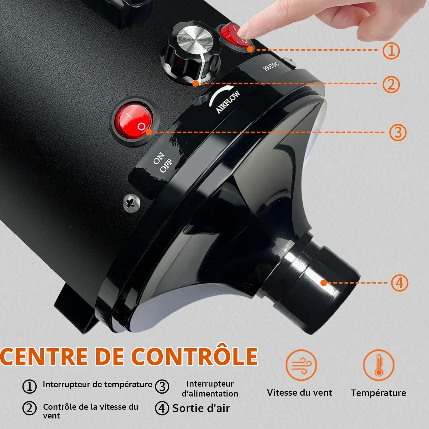 Professionnel Souffleur Chien,3200W Souffleur de Soins pour Chien | Pour Animaux Vitesse Continue et température réglable,5 Buses