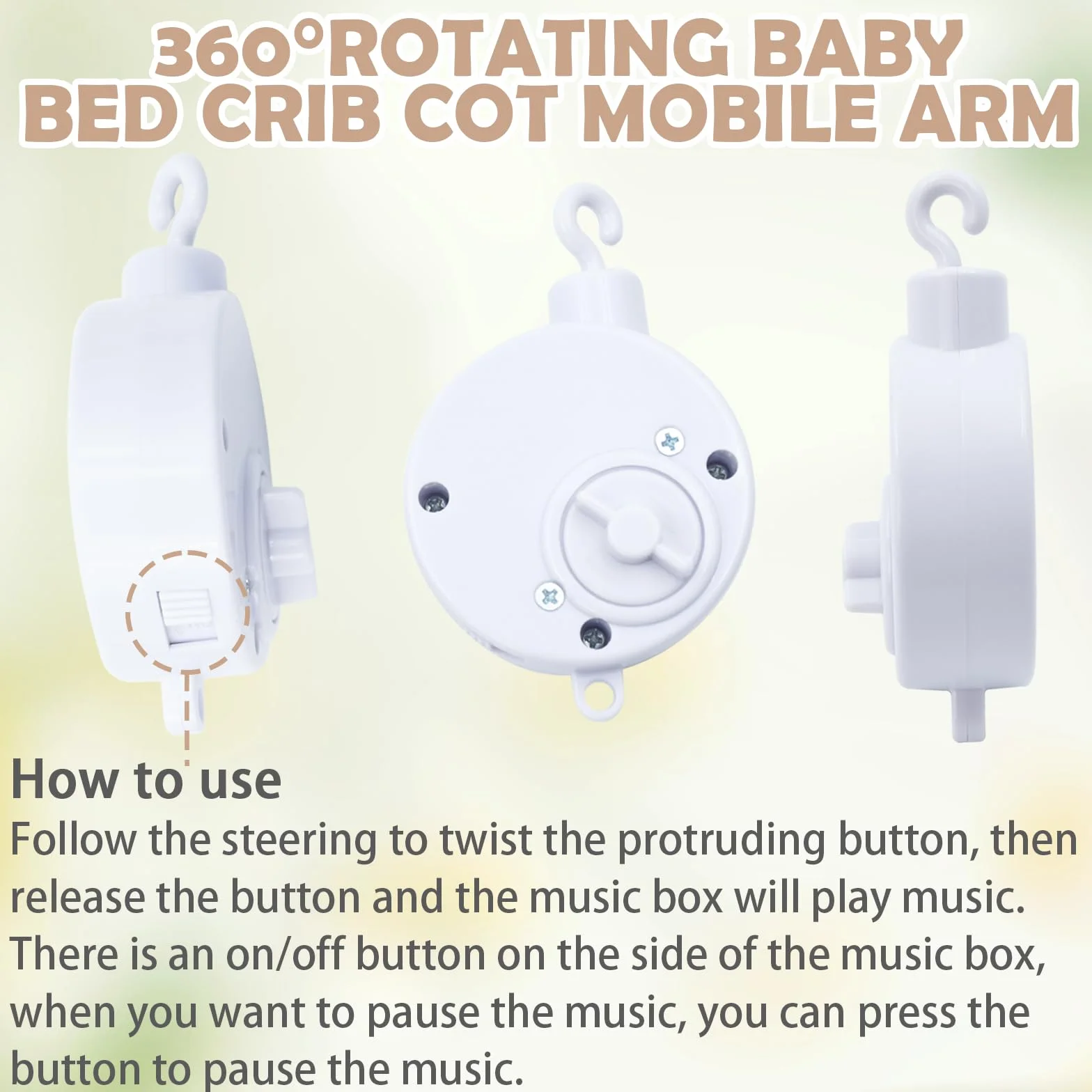 Support Mobile Bebe, Bras Mobile Bebe, Potence de Bras pour Berceau, Réglable, Jouet Nouveau-né 0-12 Mois
