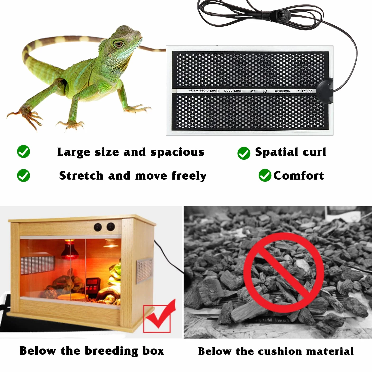 SPORWAY Tapis chauffant pour reptile 2 pièces avec régulateur de température pour terrarium