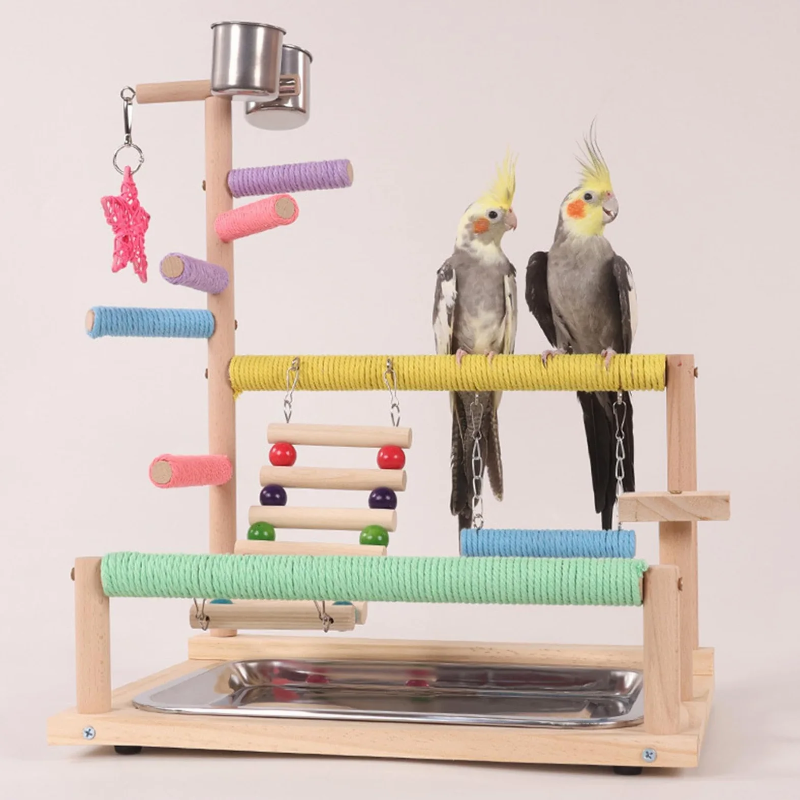 Aire de Jeux pour Oiseaux, Perchoir pour Oiseaux, Perchoir Stable pour Perroquets, Salle de Jeux, Parc pour Perruches Calopsittes, Pinsons, Perruches