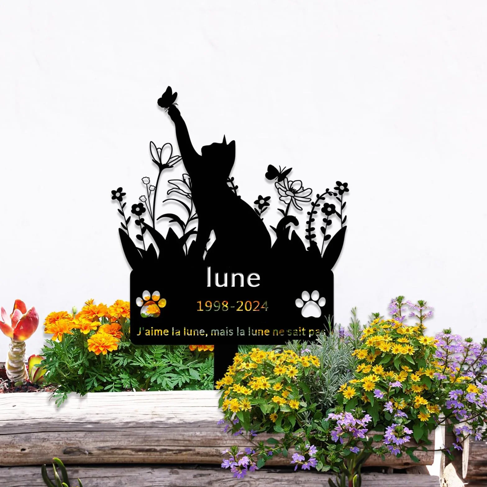 Pierre tombale personnalisée pour Animaux de Compagnie, sculptée sur Mesure, Hommage funéraire pour Chat ou Plaque gravée