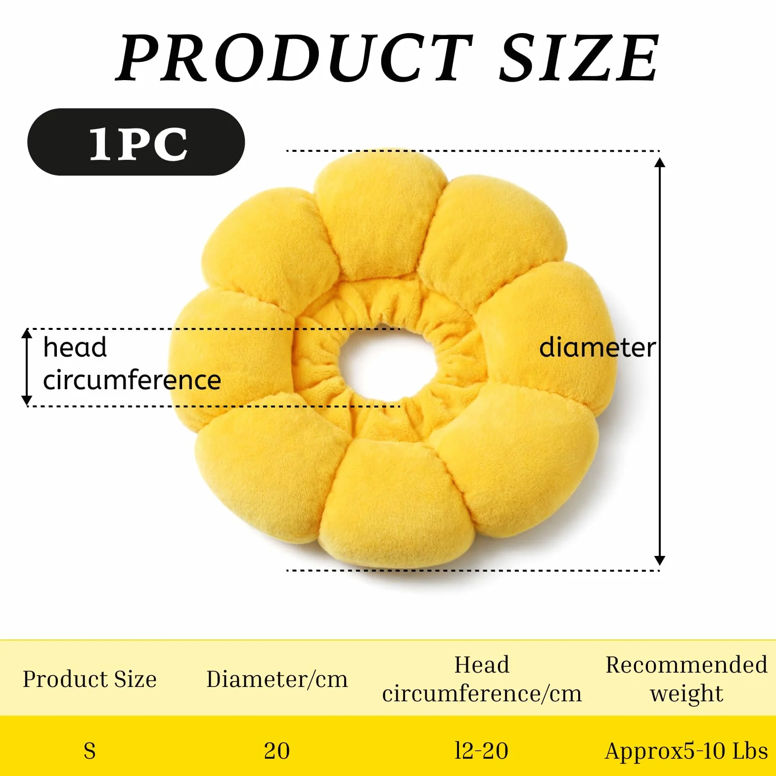 Collerette Anti-Léchage pour Chat Forme Tournesol Kit Décoration Élisabéthaine Réglable Confortable